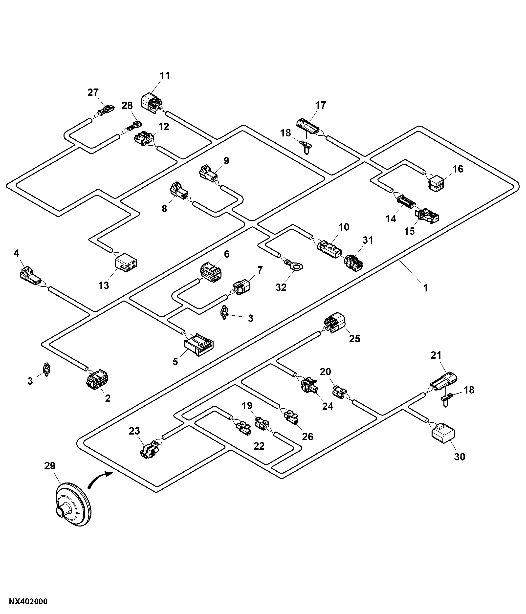 Roof Wiring Harness Common , Inner/ Outer (188001 - )