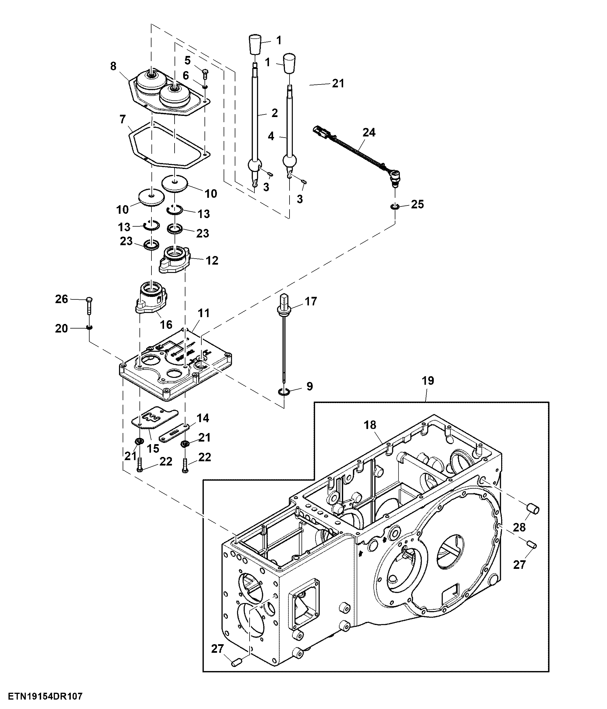 Transmission Housing and Gear and Range Shift Lever