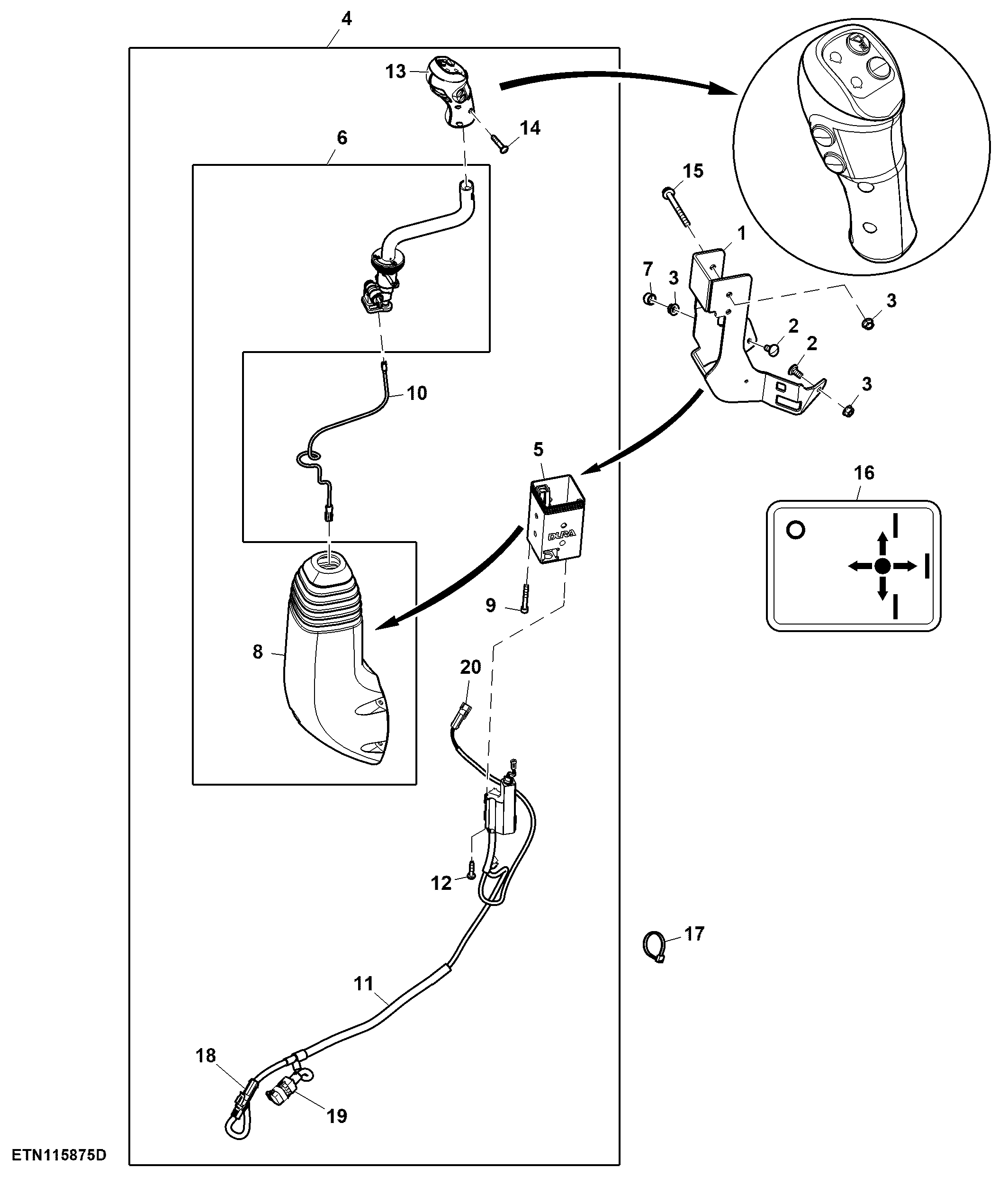 Multi-Function Lever, Mechanical SCV, W/ 2-Functions, W/ Diverter Shifting, W/ Memo Button, W/ Front-Loader Dampening