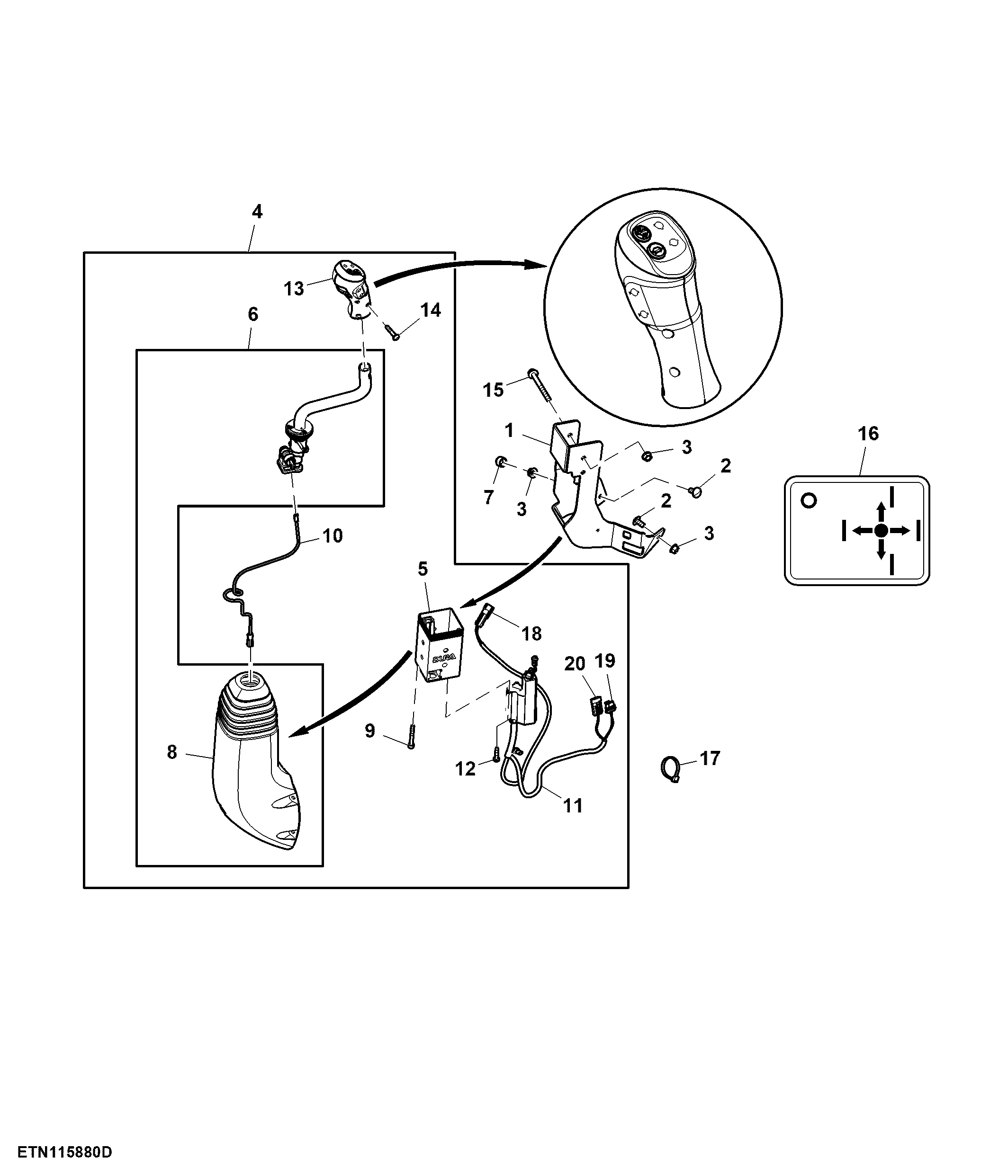 Multi Function Lever, Mechanical SCV, W/ 2-Functions, W/ Gear Shift Switches