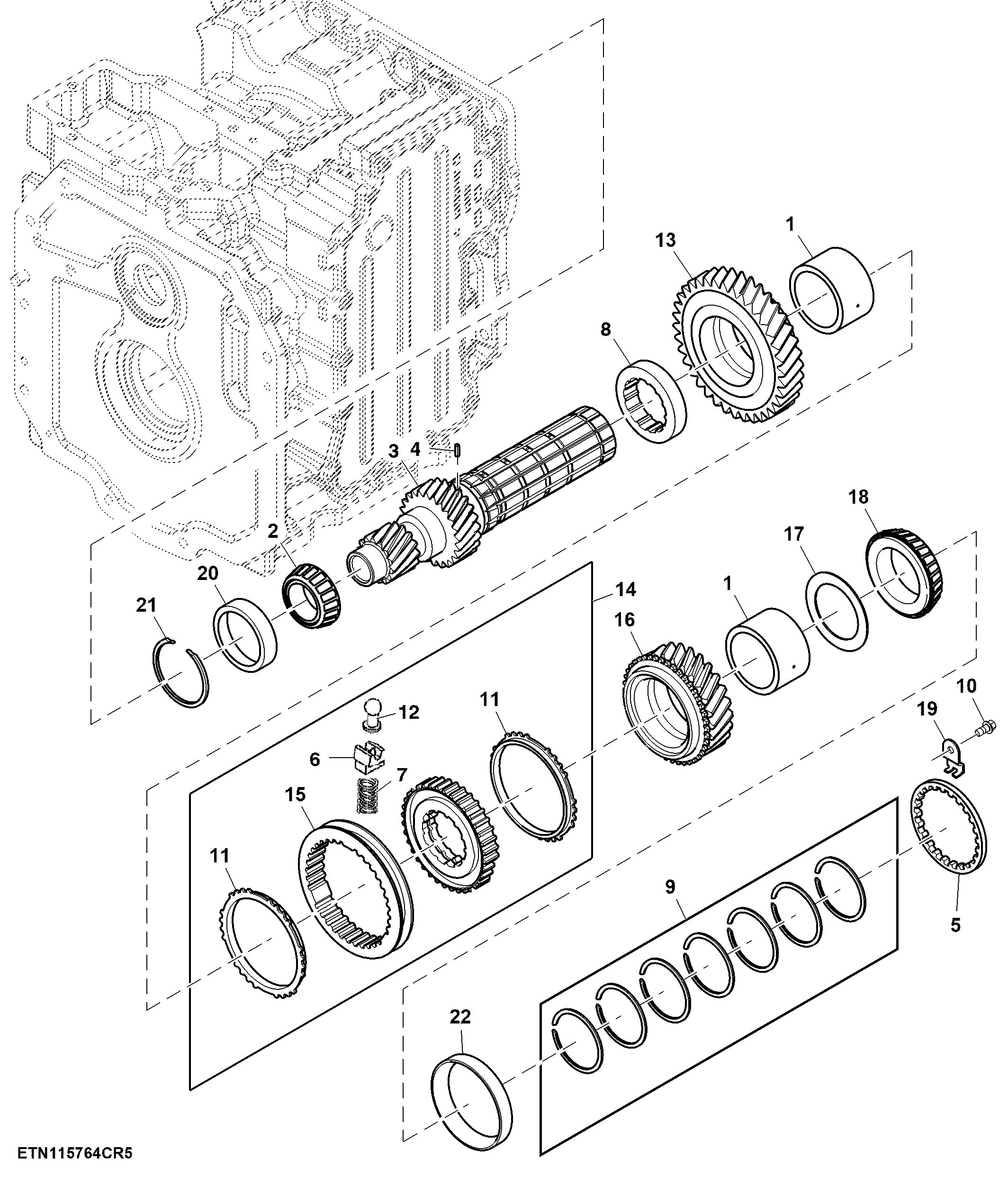 Input Shaft, Range Transmission, 30 km/h (19 mph)