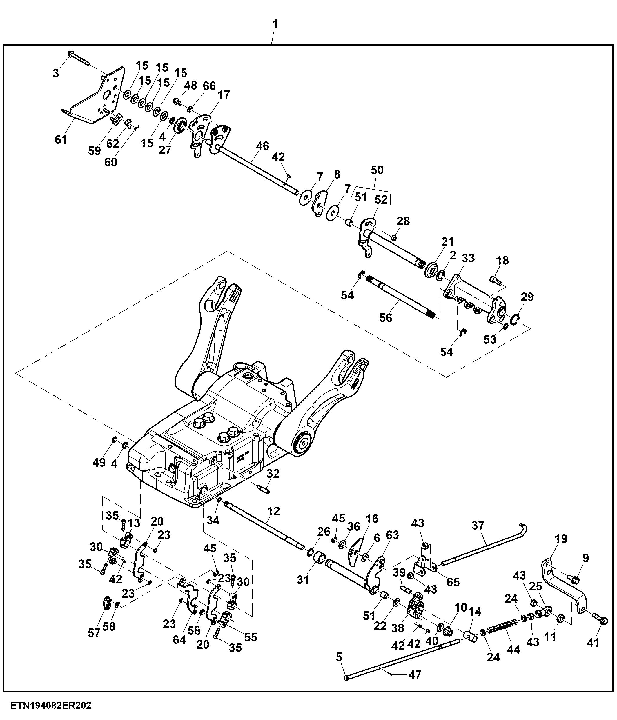Rockshaft Control Levers and Linkages W/ Electric Quick Raise and Lower