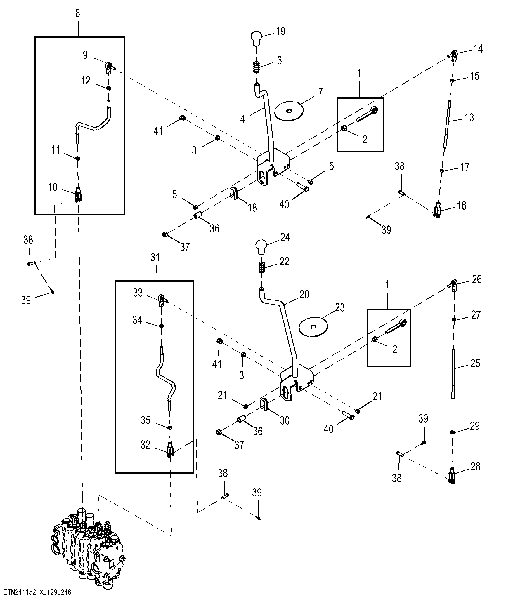 Backhoe Control Levers, SAE Link Plus Two Leaver
