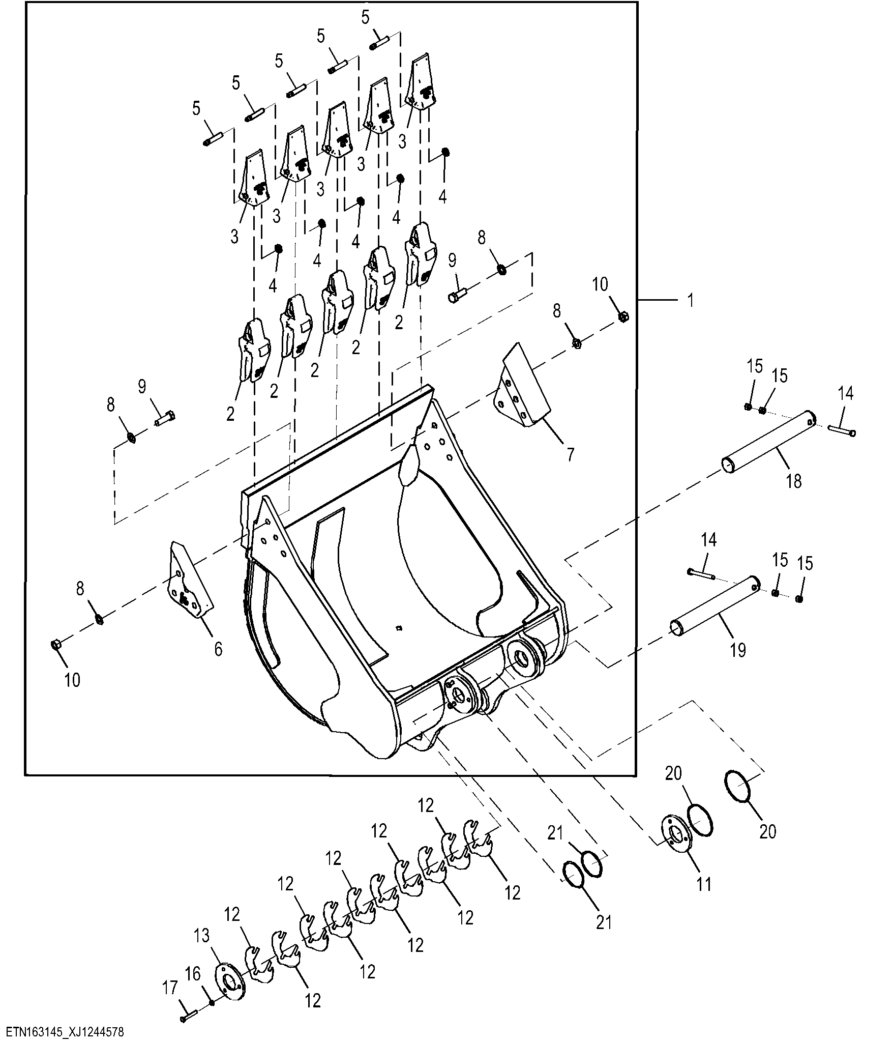 Bucket with Teeth 1.6 m³, General Purpose (600062 - )