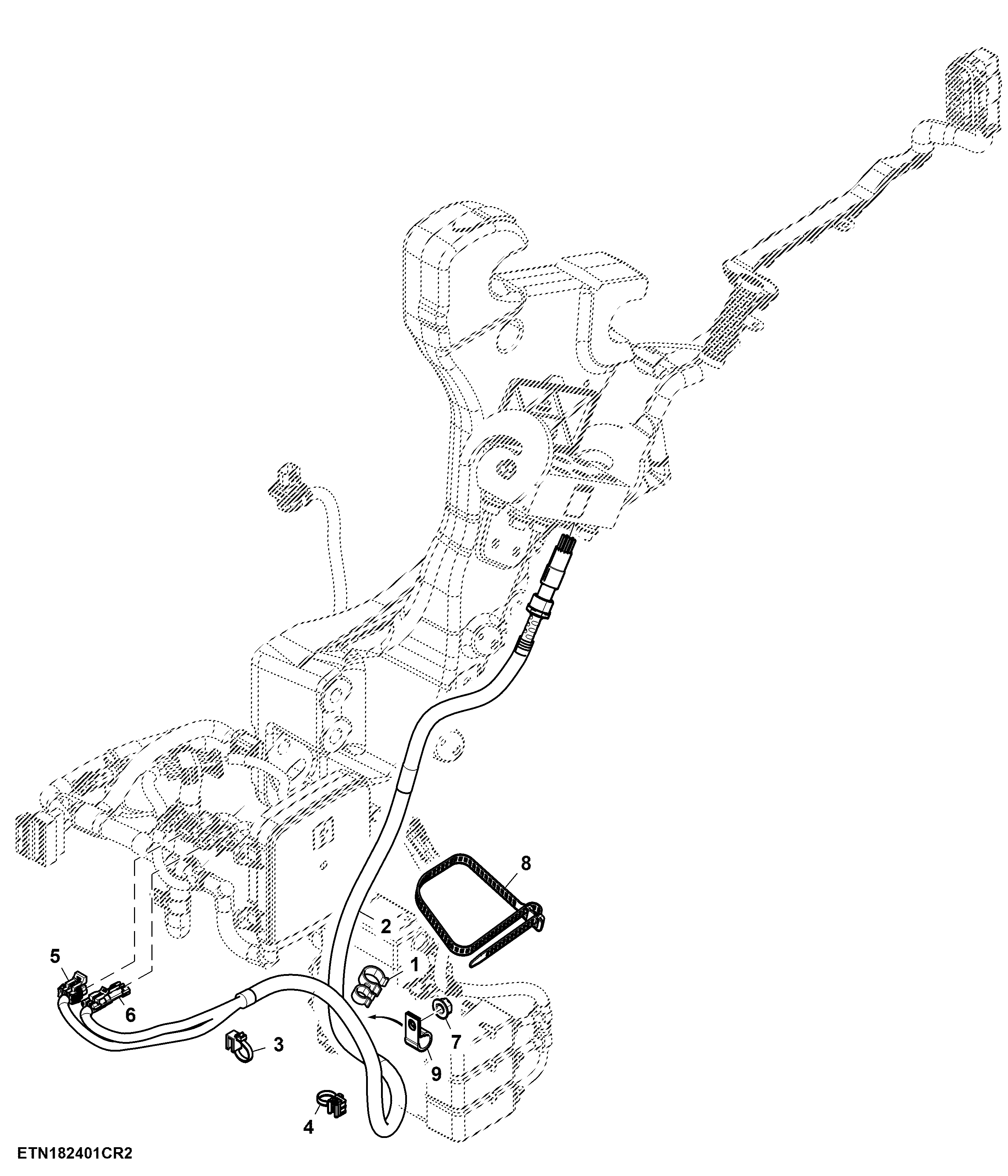 Wiring Harness, Hydraulic Quick Connect Coupler, W/O Front Loader Unlatch Function, W/O Loader Working Lights