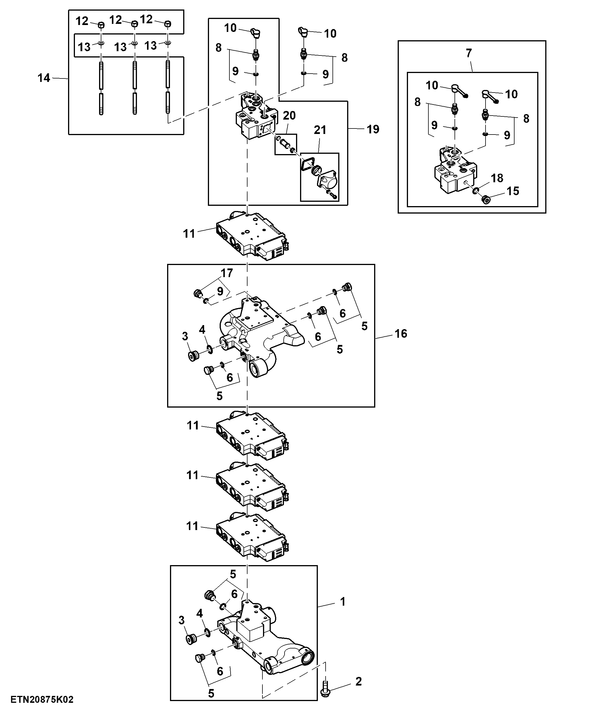 Selective Control Valve, W/O Hitch, 4 Rear SCV, High Flow (For Scraper) (2/2)