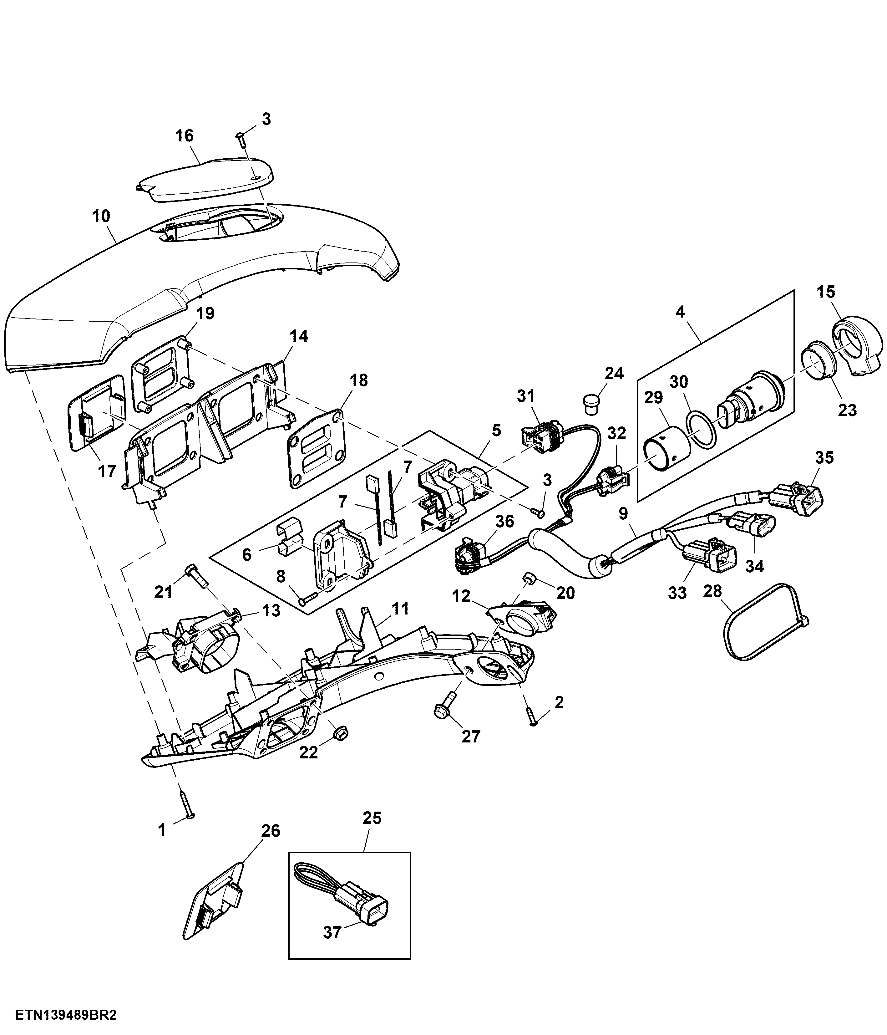 Switch / Remote Control, Rear Hitch and PTO, LH