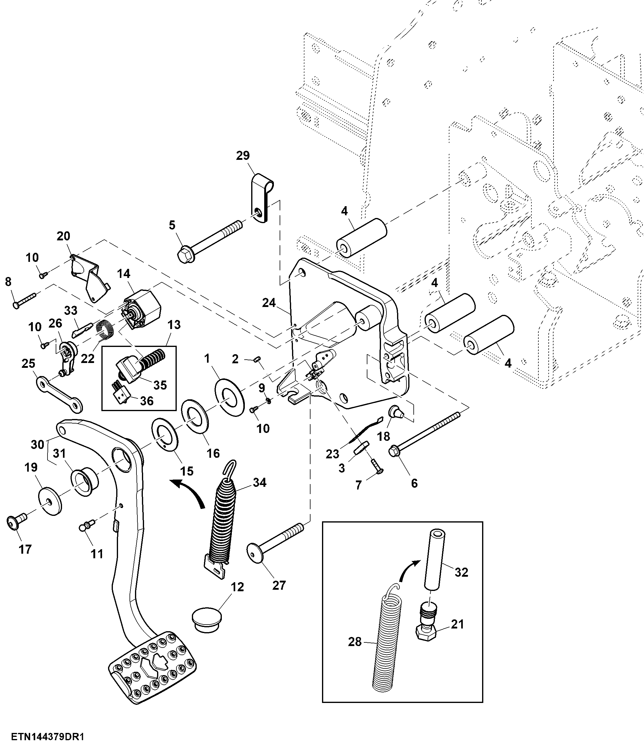 Clutch Pedal and Linkage, Electro Hydraulic, Cab