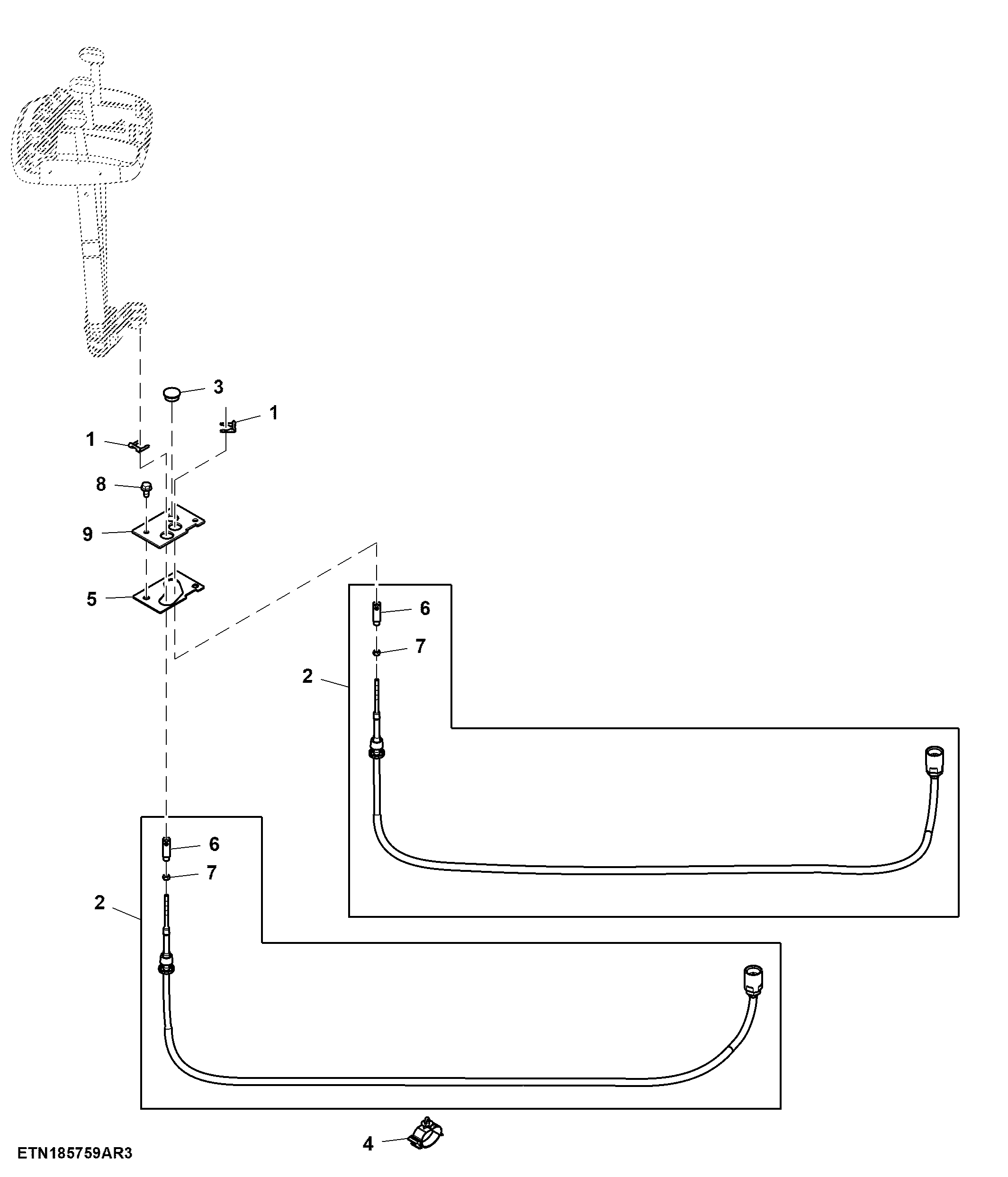 Cable, Lever, Mechanical SCV, Position 1st, 2nd, W/ Armrest
