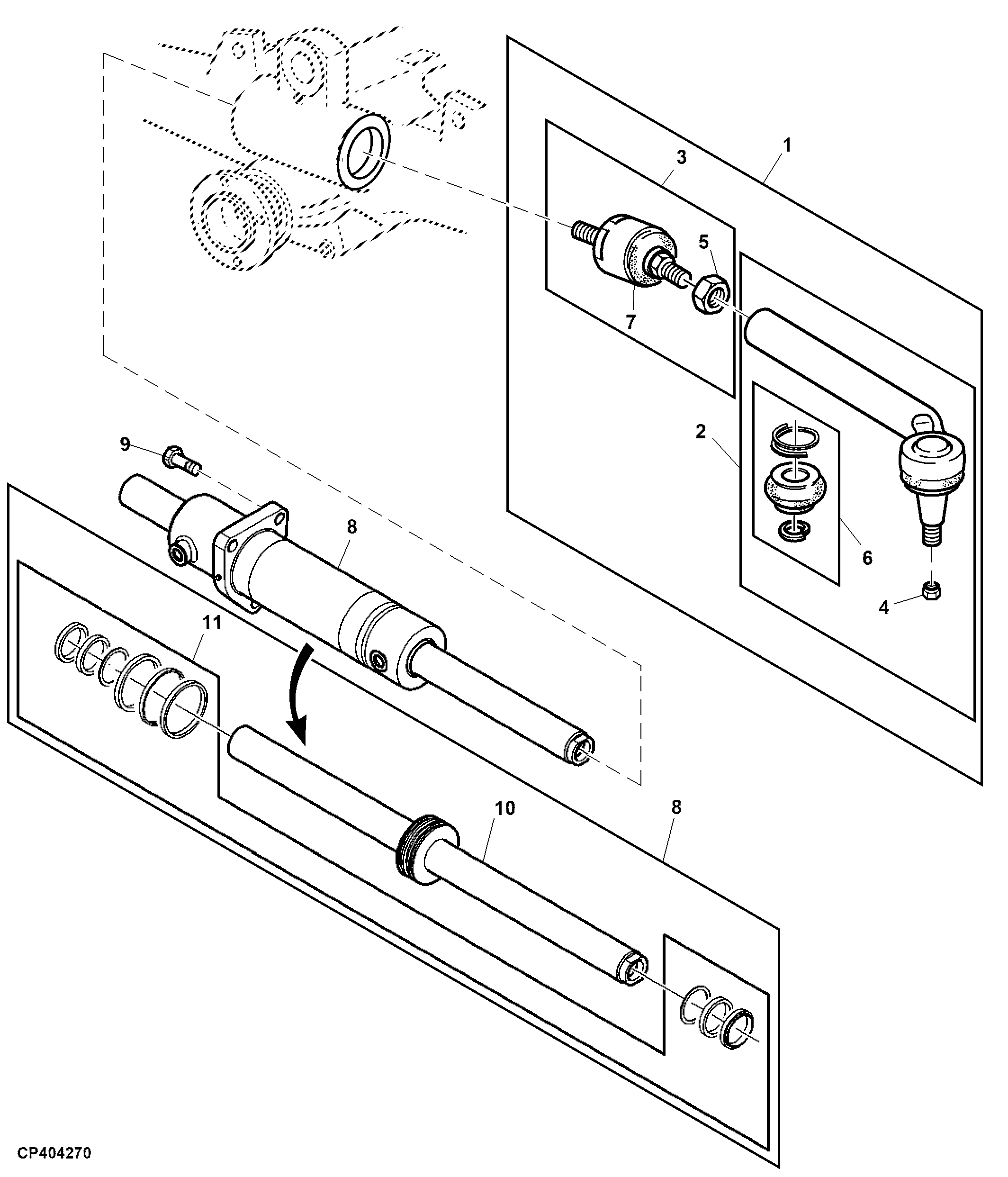 Steering Cylinder and Tie Rods, MFWD, Basic
