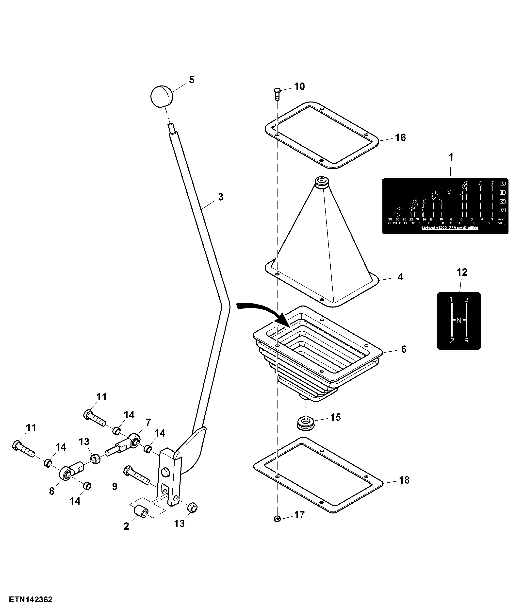 Gearshift Lever, Collar Shift Transmission ( - 510753)