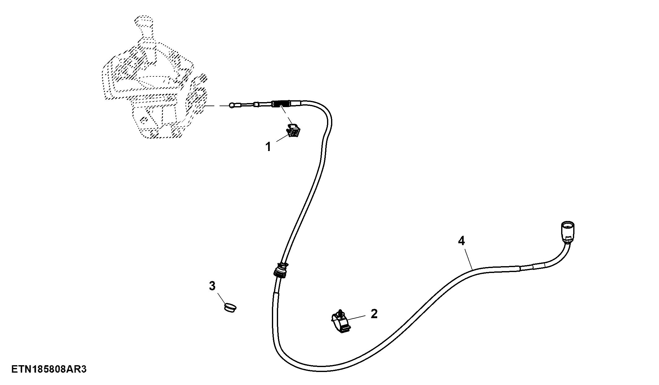 Cable, Lever, Electrical SCV, Position 1st, 2nd, Mechanical SCV, Position 3rd, W/ CommandARM™