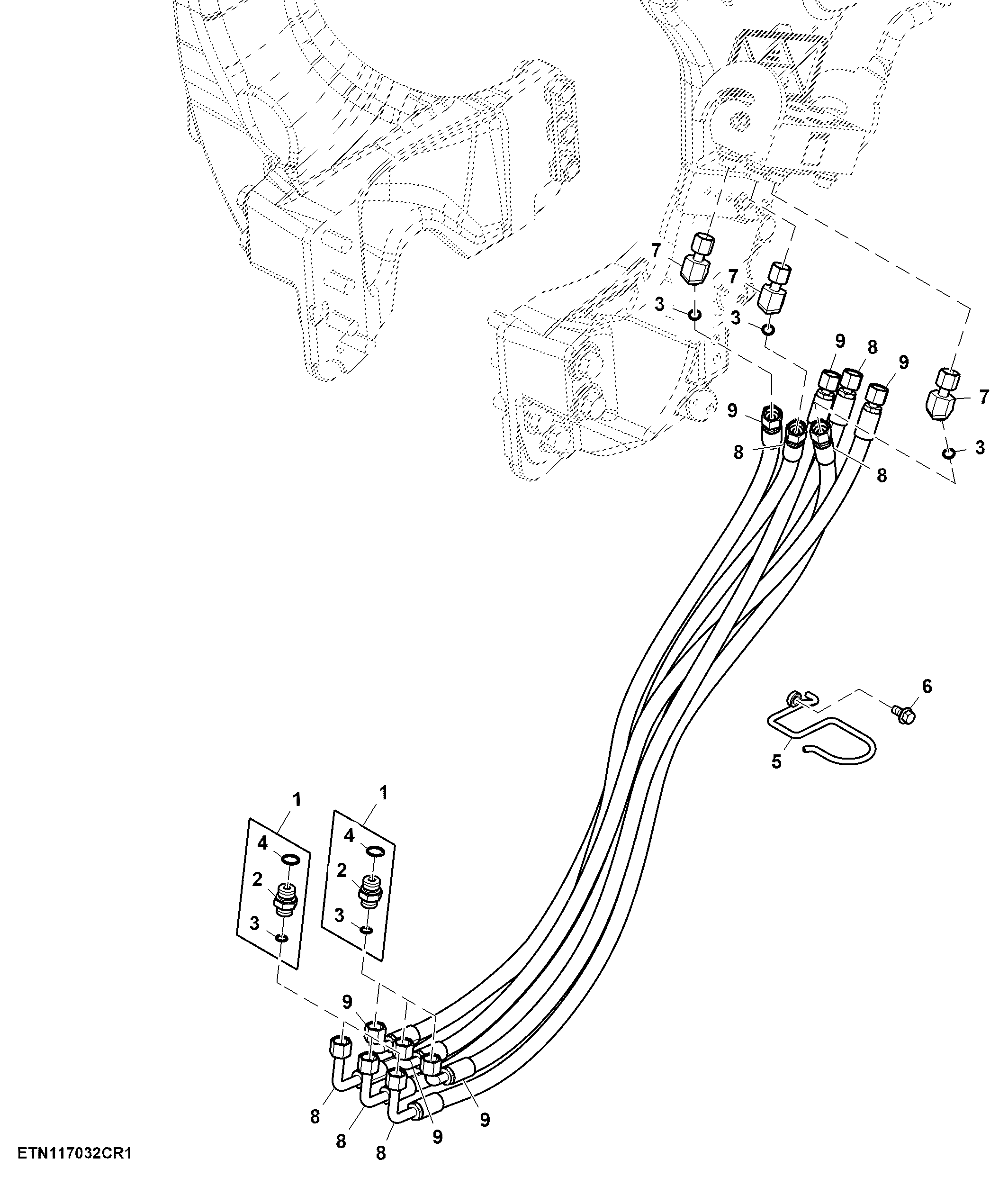 Hydraulic Oil Lines / Hoses / Fittings, Multi Coupler, Front Loader, 3 Functions