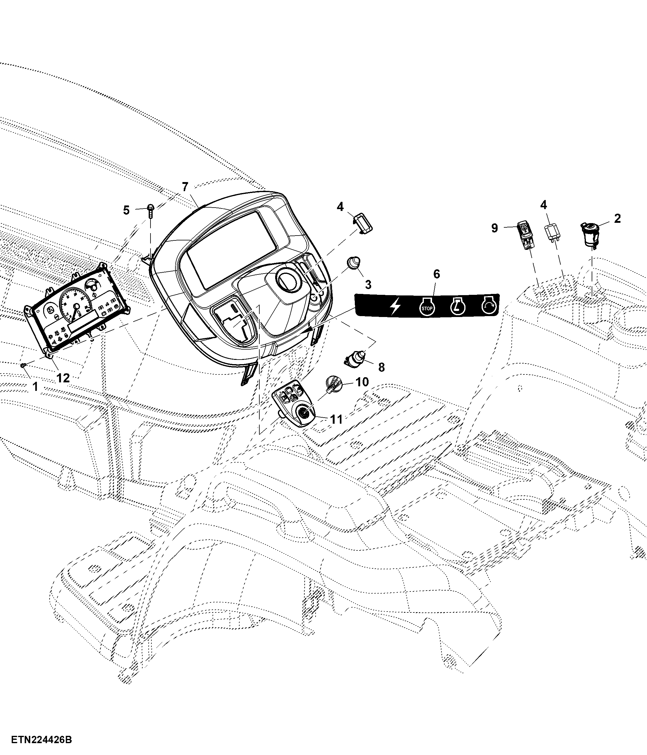Instrument Panel and Switches, W/ Six Button Module (For Europe)