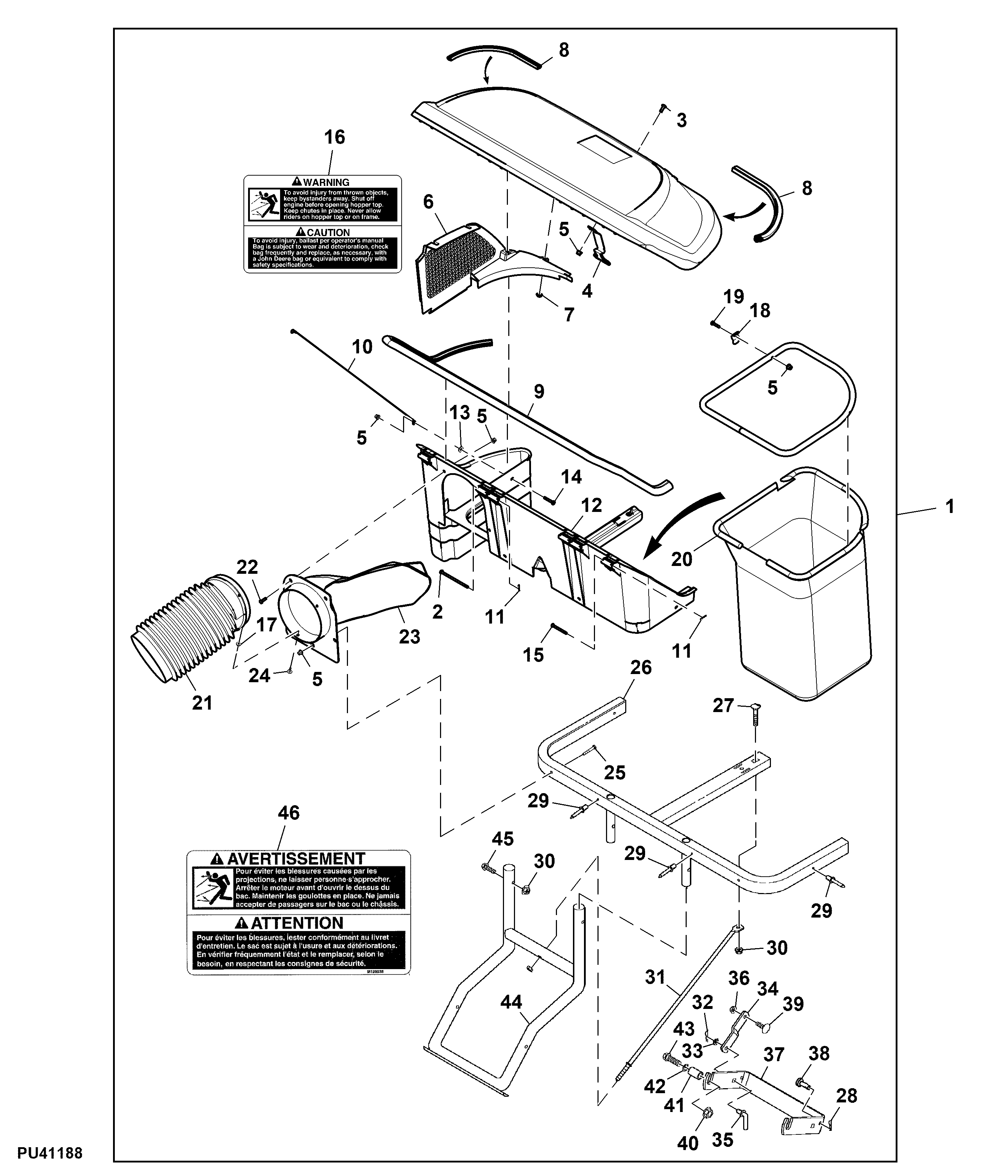 Material Collection System, 2-Bag, 7-bushel, Attachment