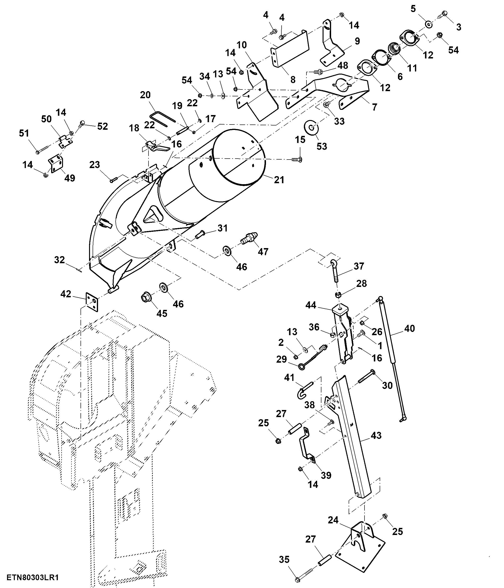 Loading Auger Housing, Manual Fold, 400 Bushels
