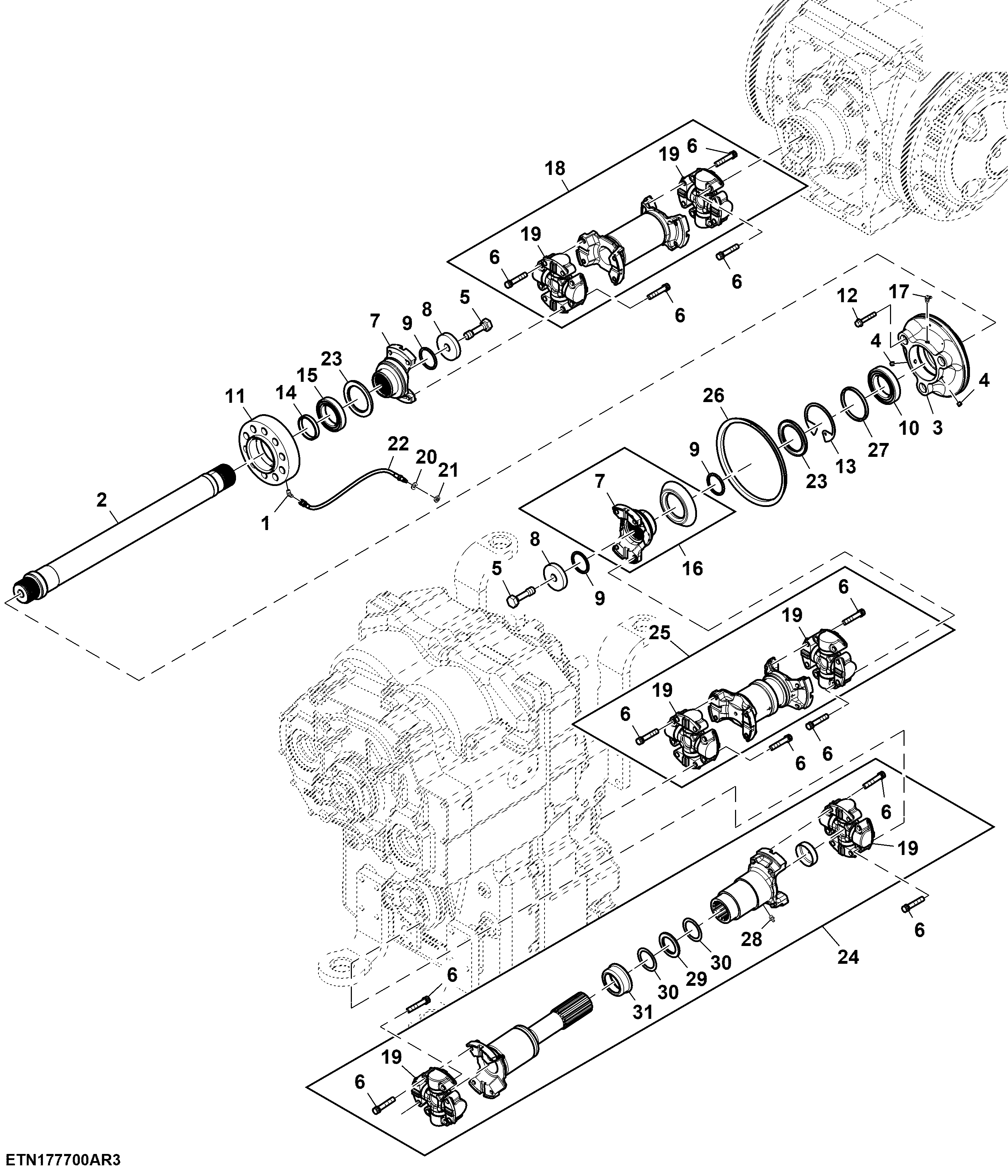 Universal Drive Shaft, Double Reduction Axle (804101 - )
