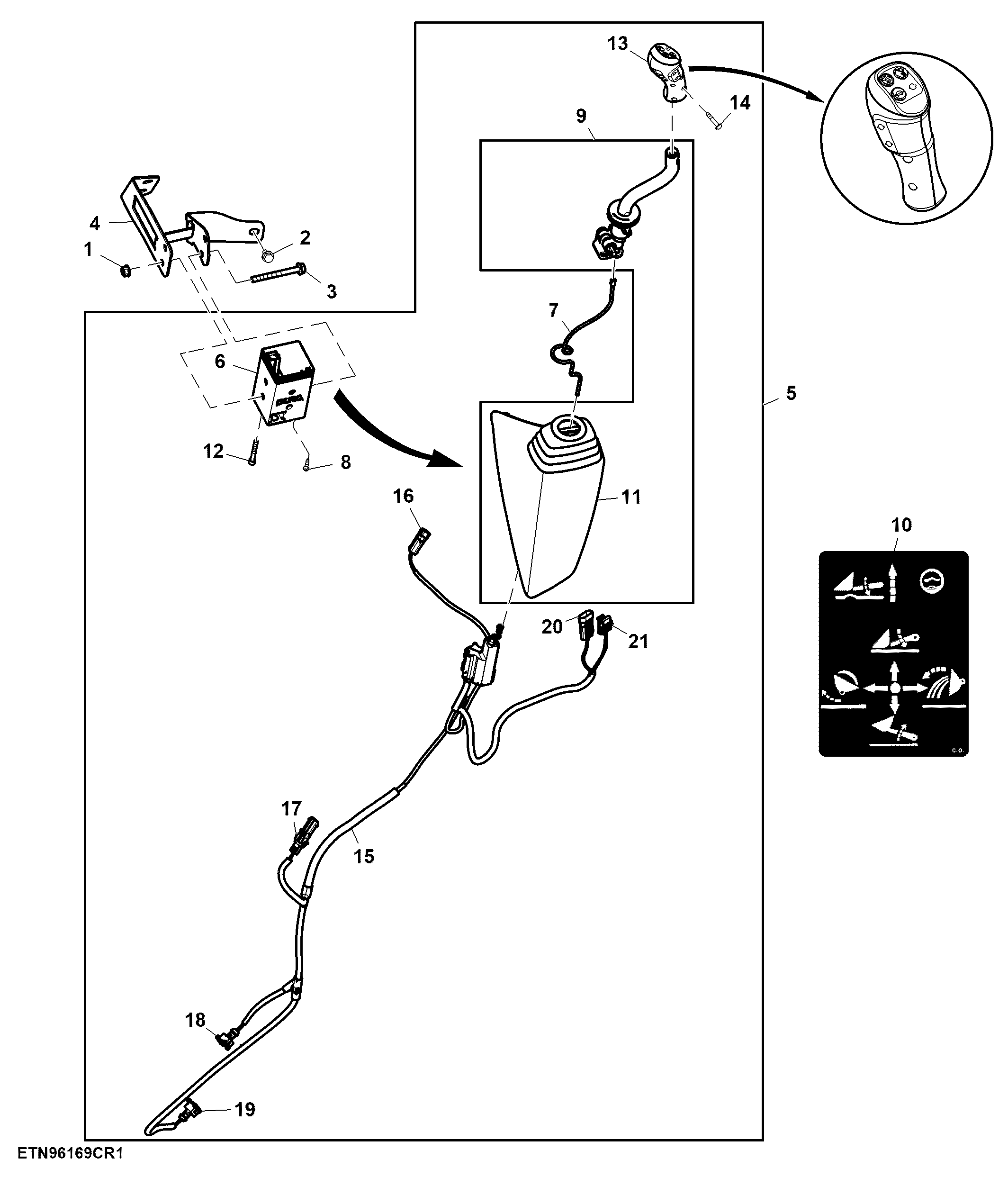 Multi Function Lever, Mechanical SCV, W/ 3-Functions, W/ Gear Shift Switches, W/ Loader Suspension Switch