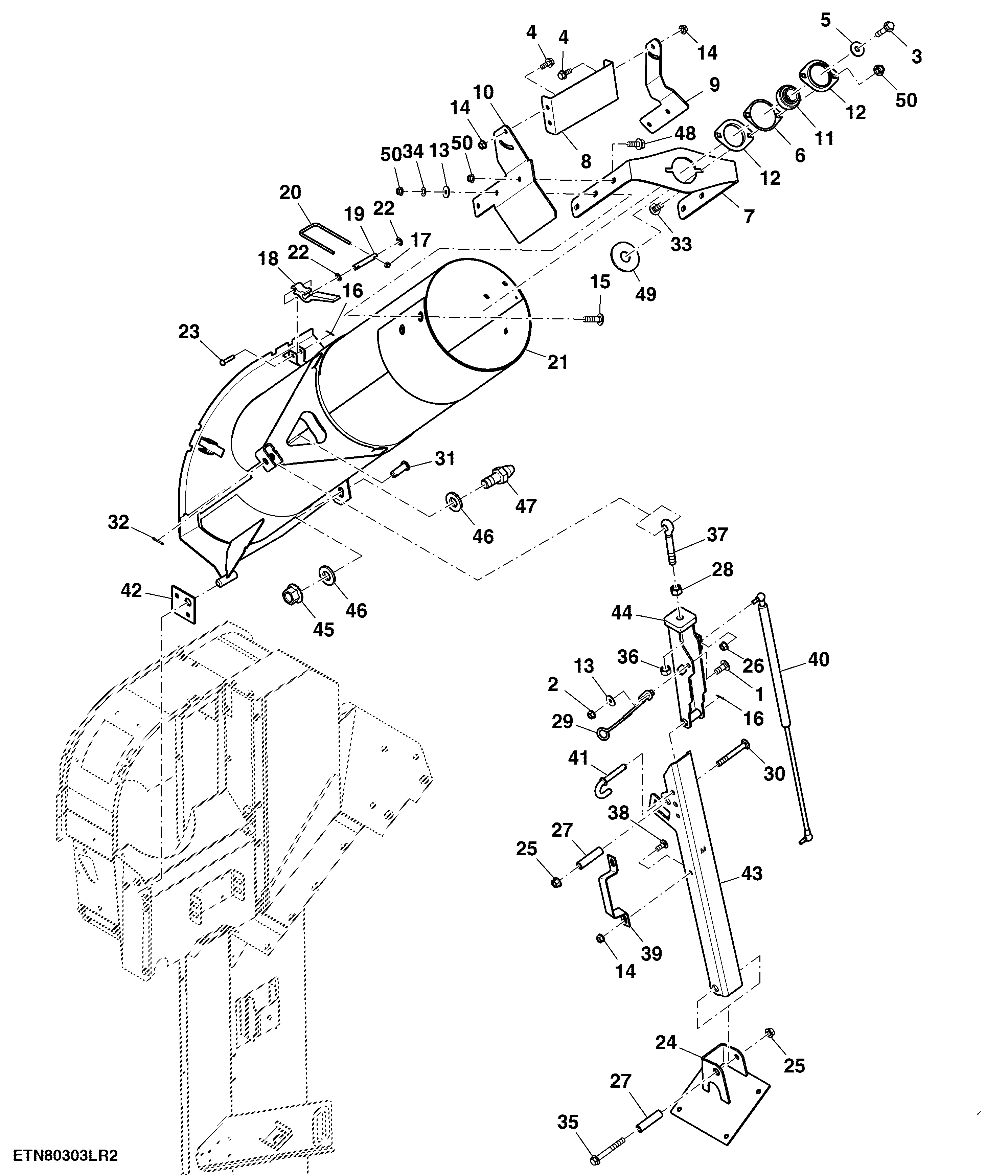 Loading Auger Housing, 400 Bushels, Manual Fold