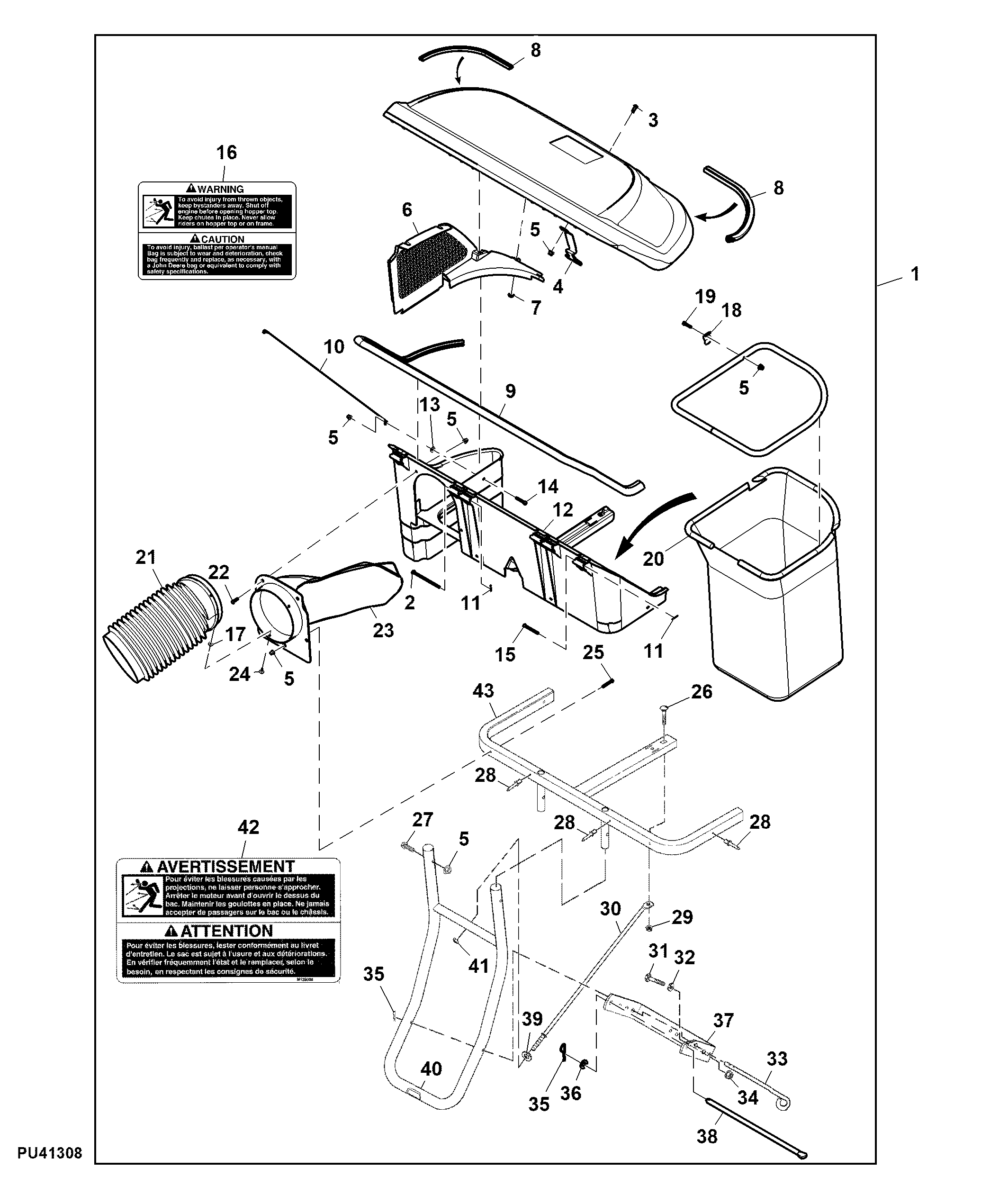 Material Collection System, 2-Bag, 7-bushel, AWS, Attachment