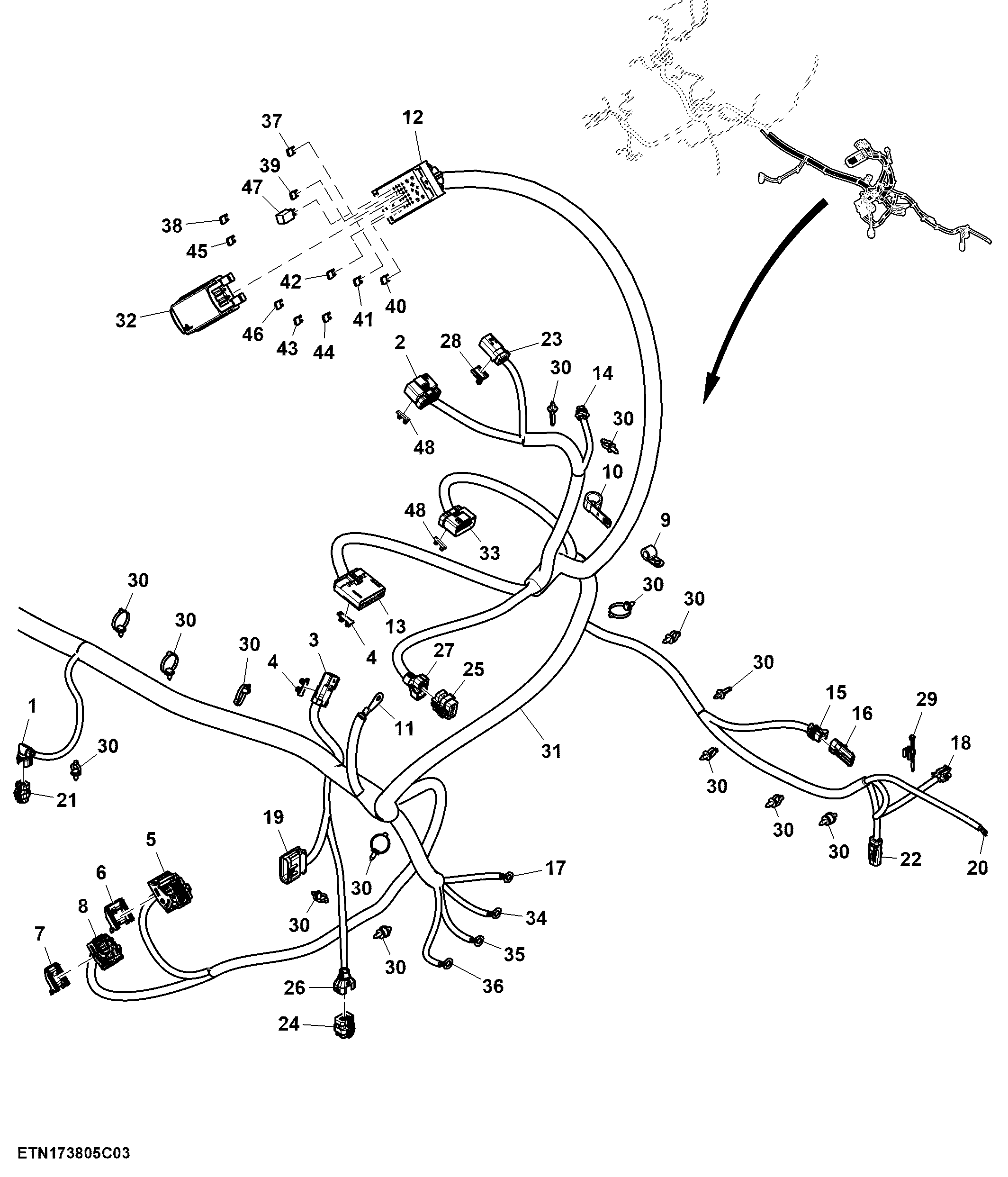 Wiring Harness, Chassis, FT4 / Stage 5 Engine (3/3) ( - 927000)