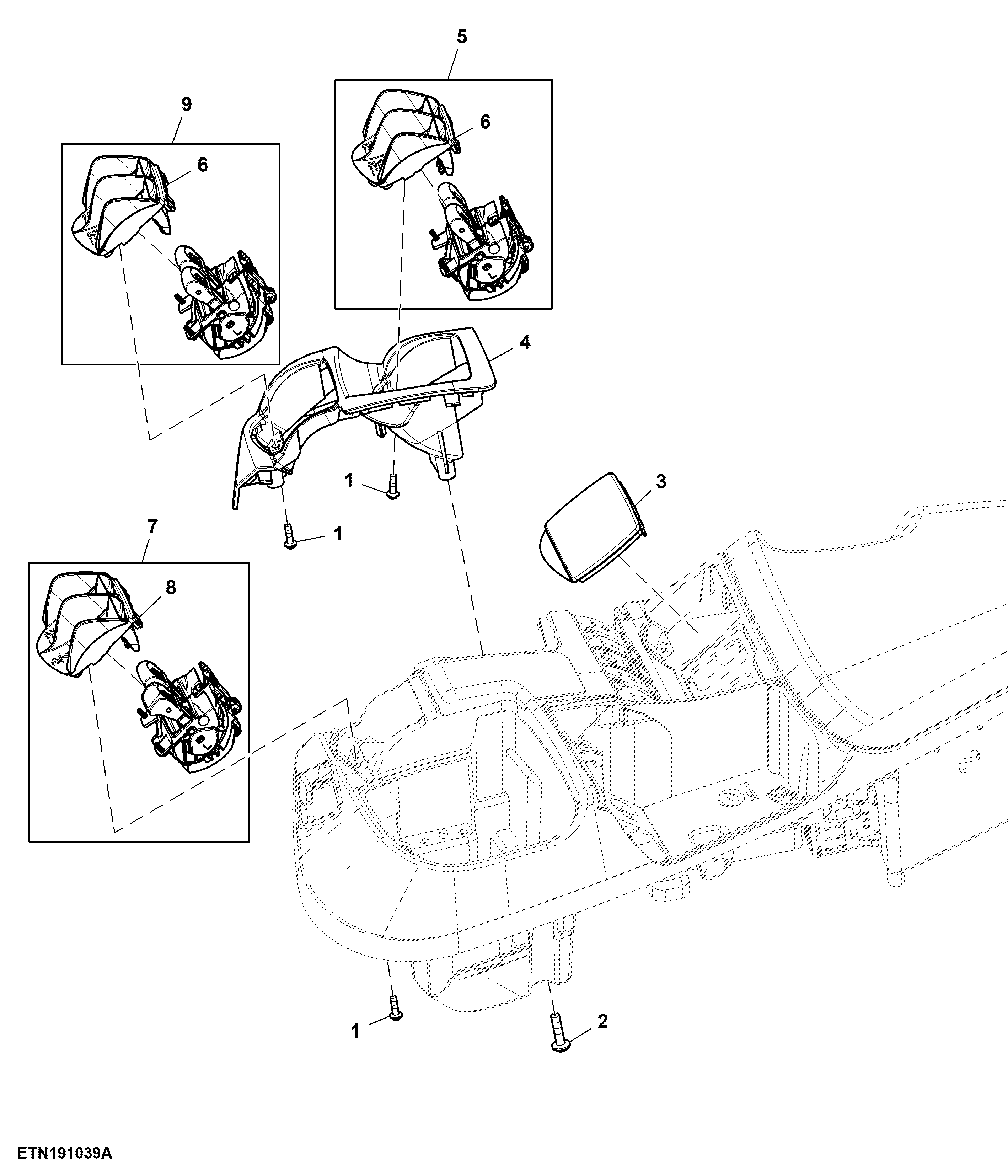 Control, Rear Hitch and 5 Rear SCV, W/O Joystick and Front Hitch, W/ CommandPRO™, CommandARM™