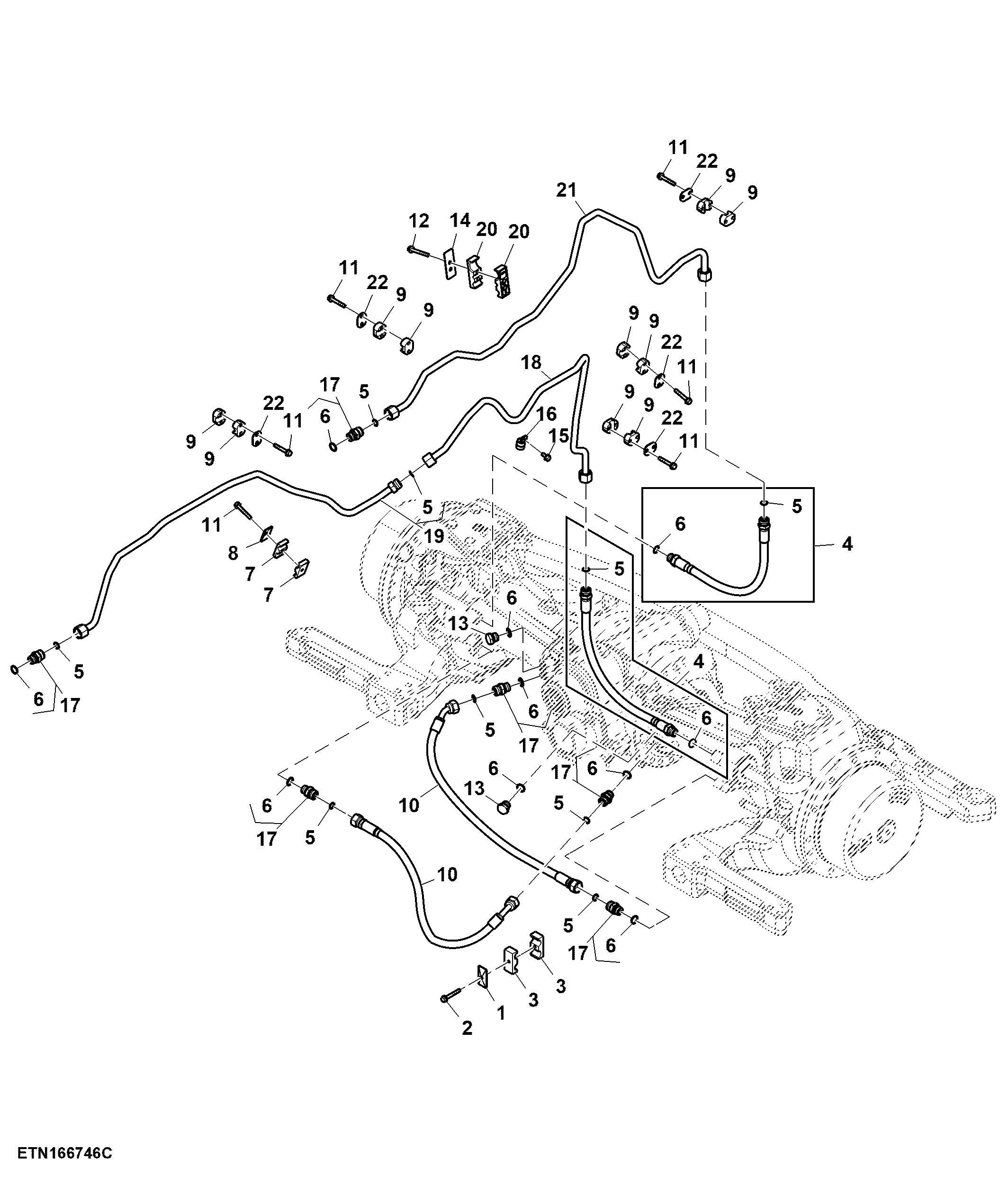 Oil Lines, Steering System, W/ 76" Spacer, 1700 MFWD