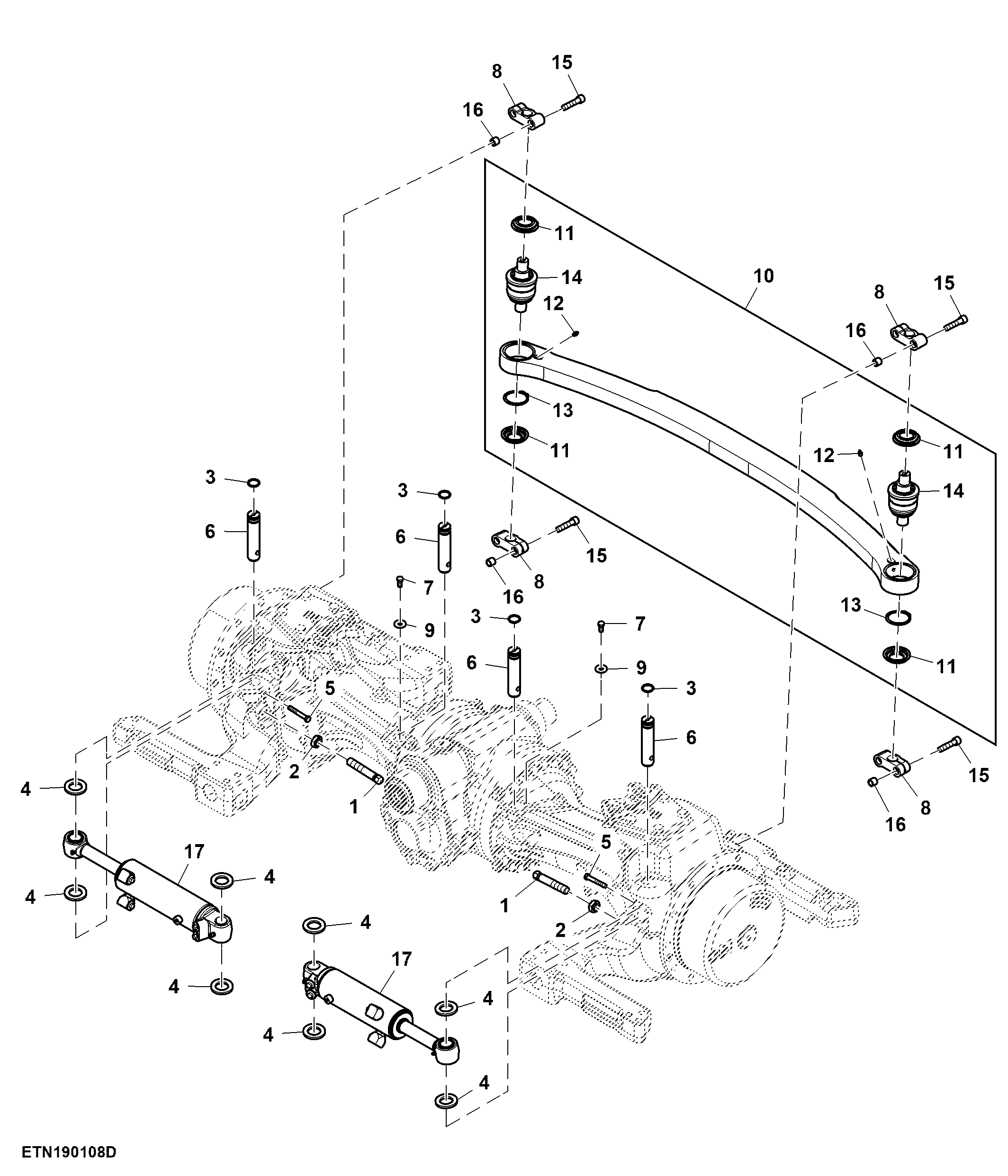 Tie Rod and Steering Cylinder Assembly, 76" Spacer