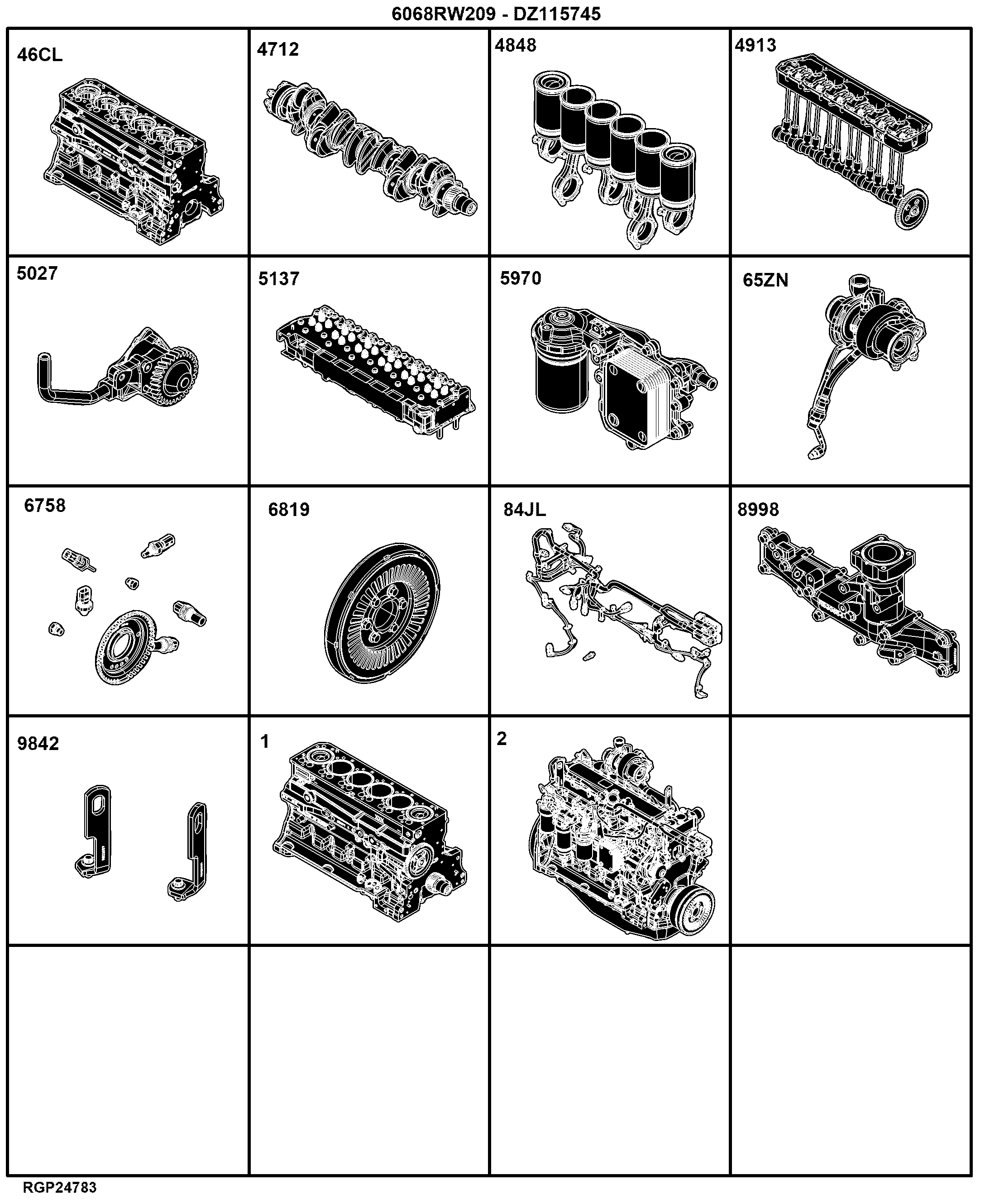 E2 Engine 6068RW209-DZ115745-ETN227545-AR207045-AR207056-AR206760-AR207046-AR207057-AR206760
