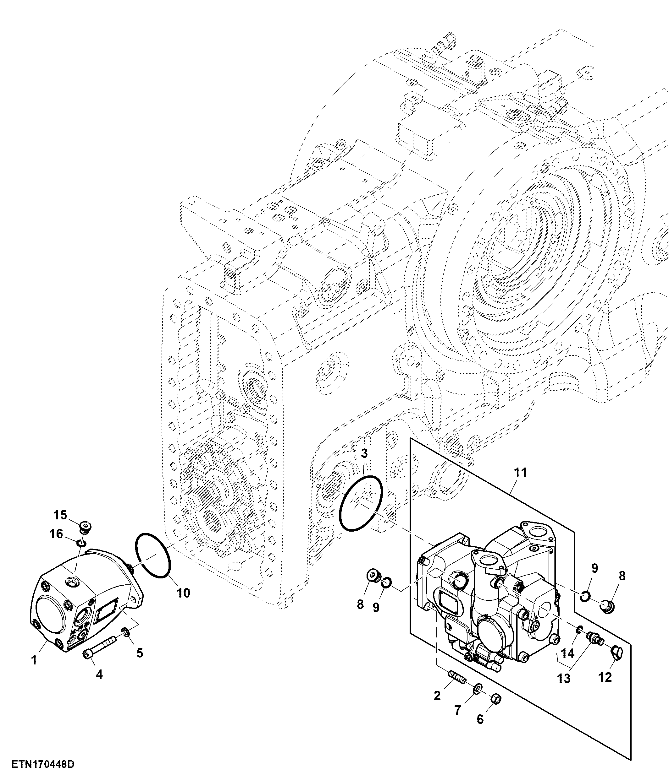 Hydraulic Pump, Integrated Variable Charge, 85 cc/ 145 cc, W/ Auxiliary Pump, 35 cc