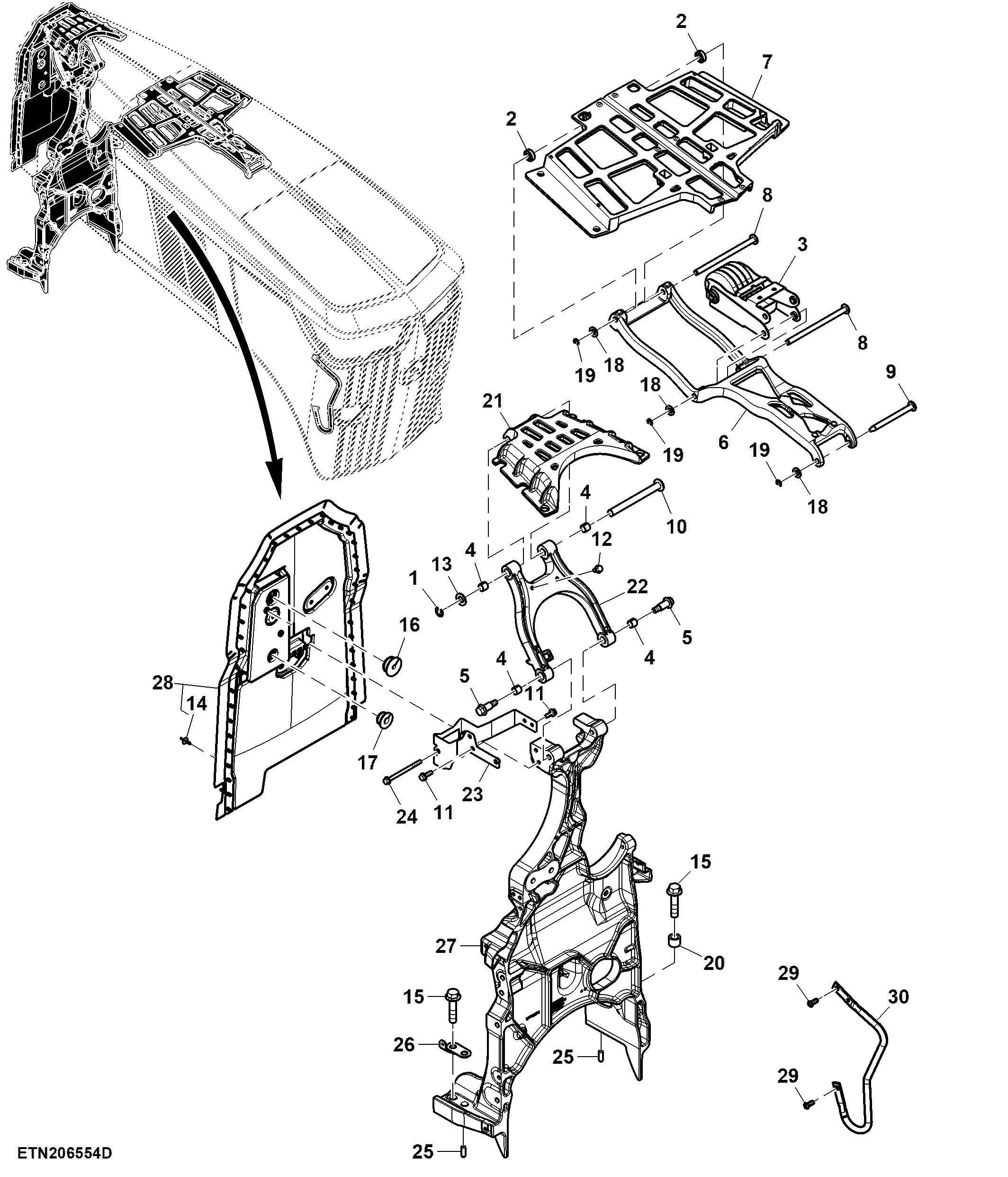Rear Support, Hood, 6.8 L, FT4 / Stage 5 Engine