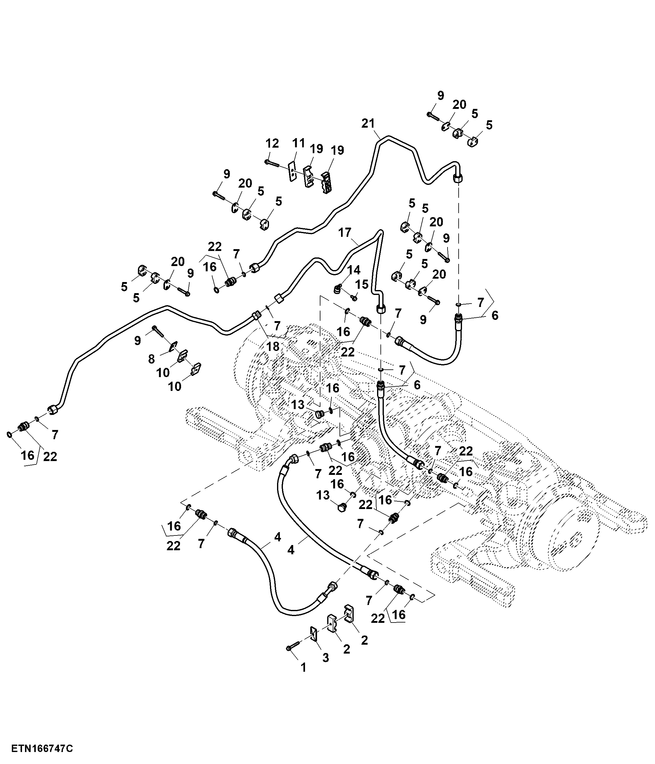 Oil Lines, Steering System, W/ 80" Spacer, 1700 MFWD