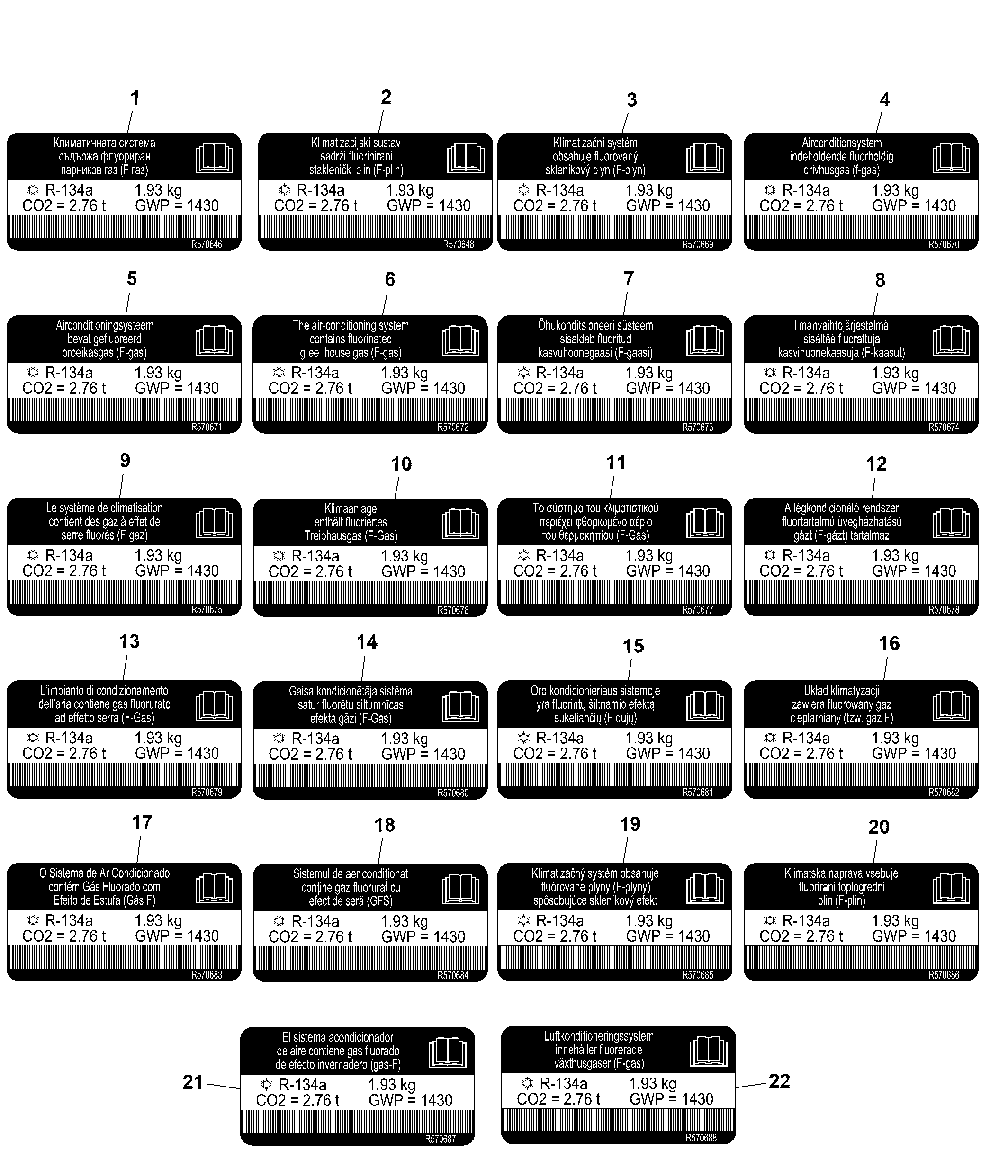 Label, Air Conditioning System, 15.0 L ( - 804000)
