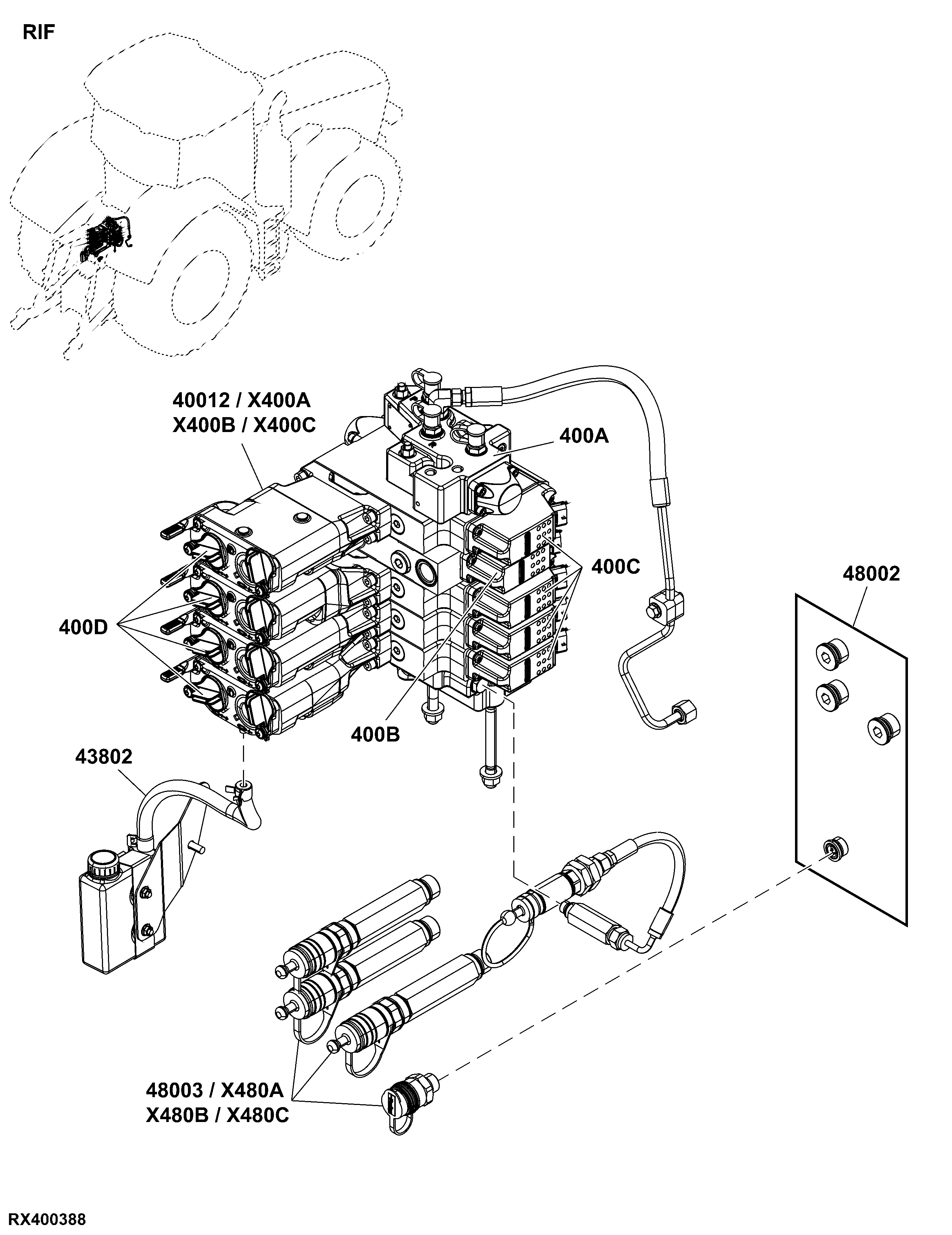 RIF Selective Control Valve and Hydraulic Couplers, Rear Implement