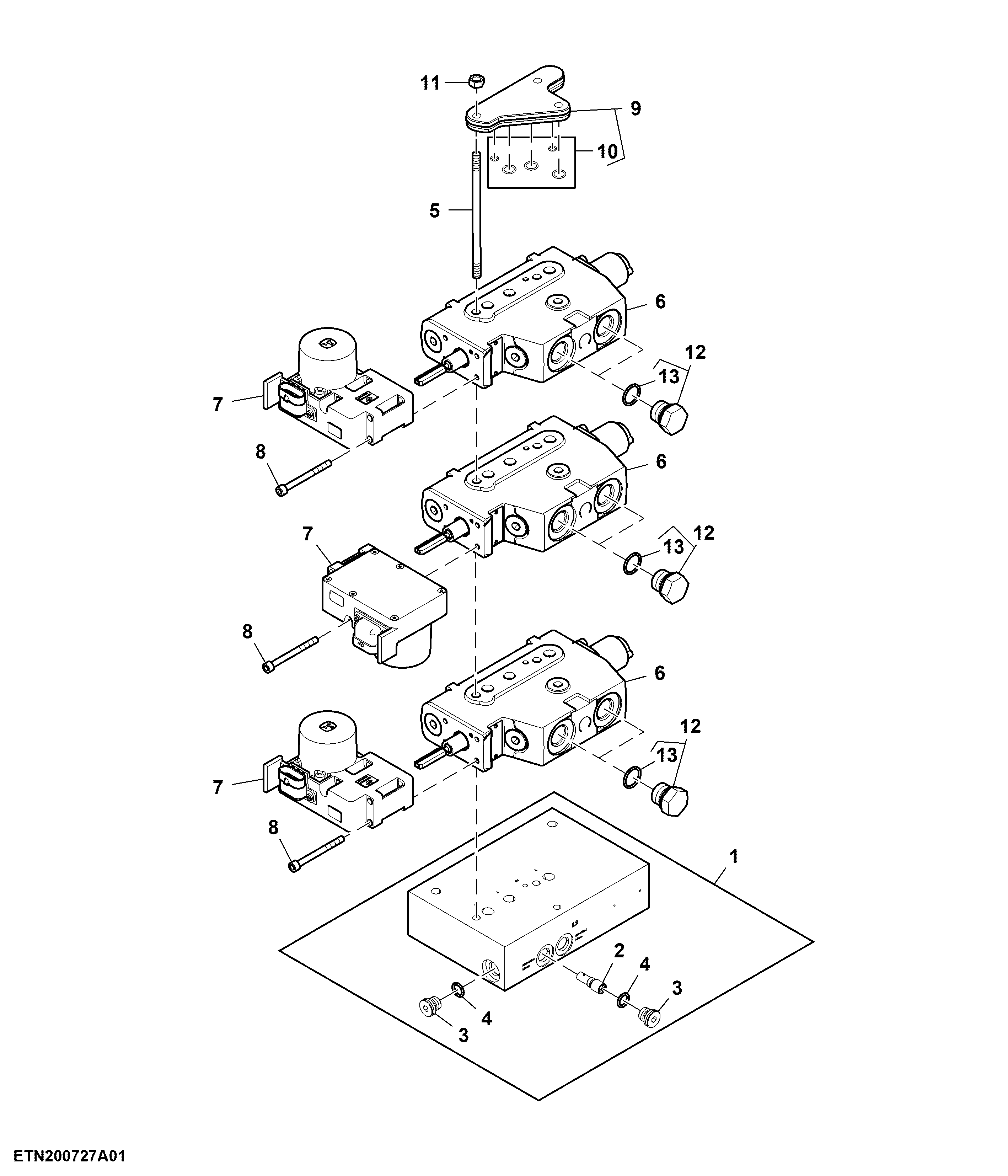 Selective Control Valve, 3 Mid SCV, W/O Front Hitch