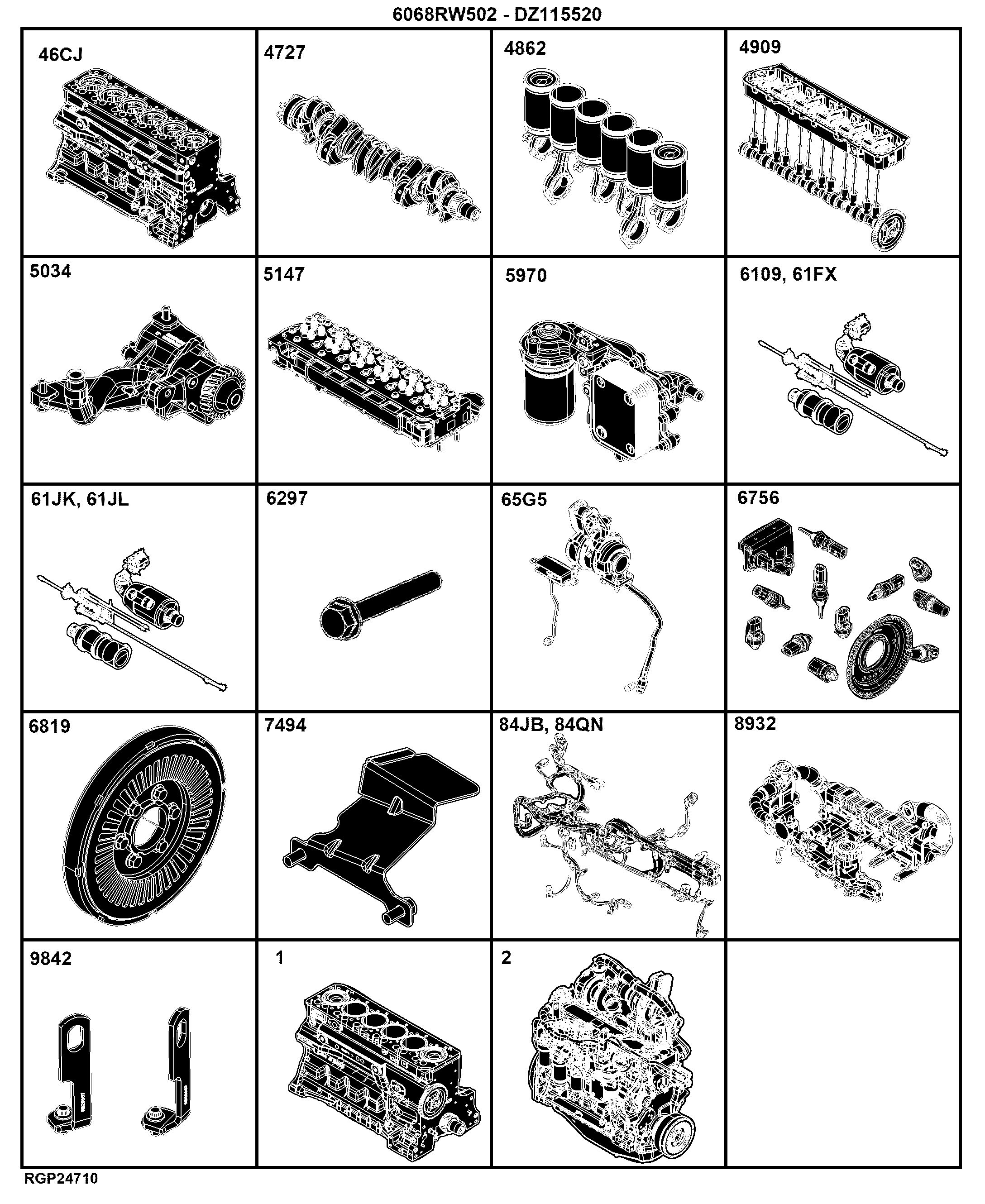 E1 Engine 6068RW502-DZ115520-ETN227547-AR207049-AR207060-AR206758-AR207050-AR207061-AR206758