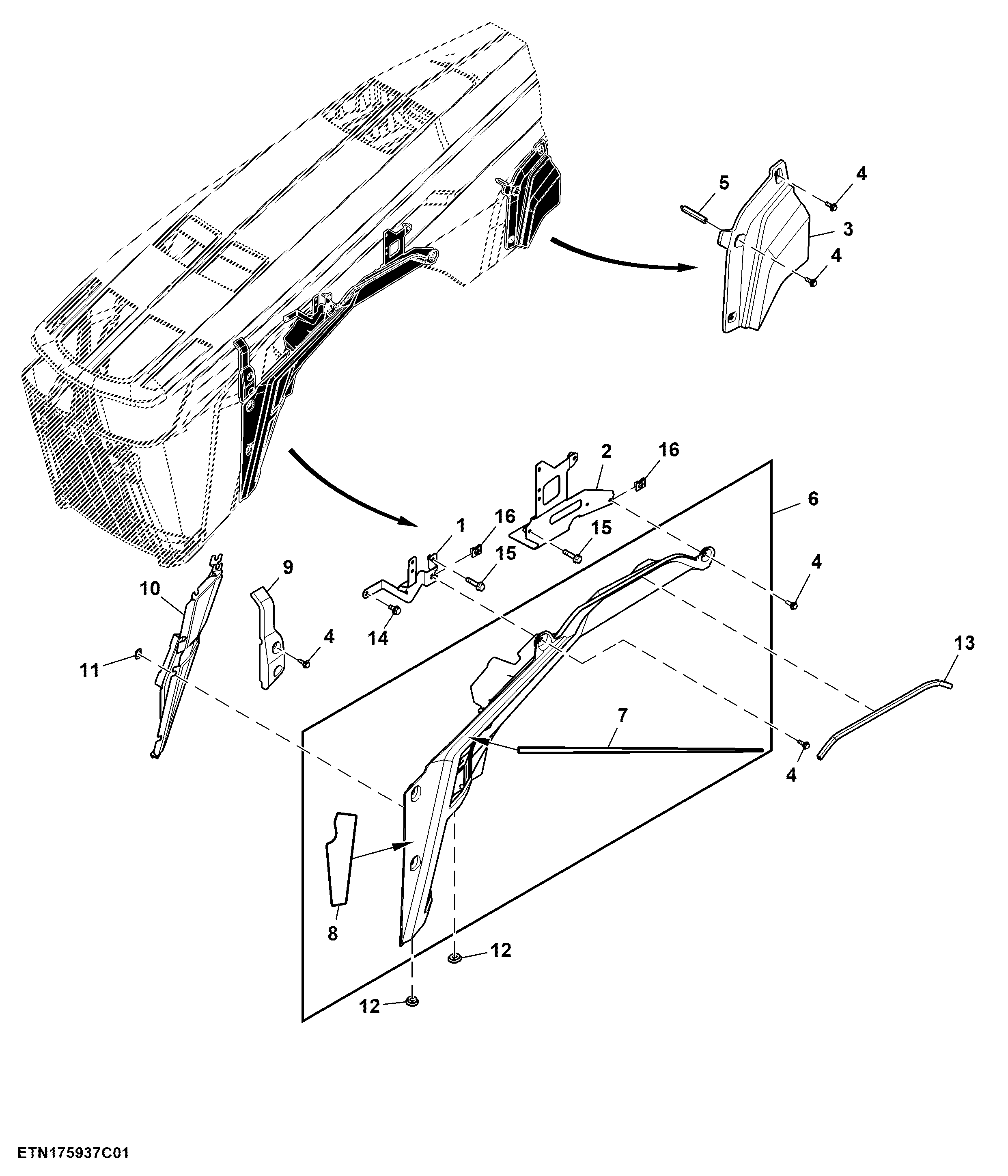 Fixed Panel, Hood, T3 / FT4 / Stage 5 Engine, LH ( - 804000)