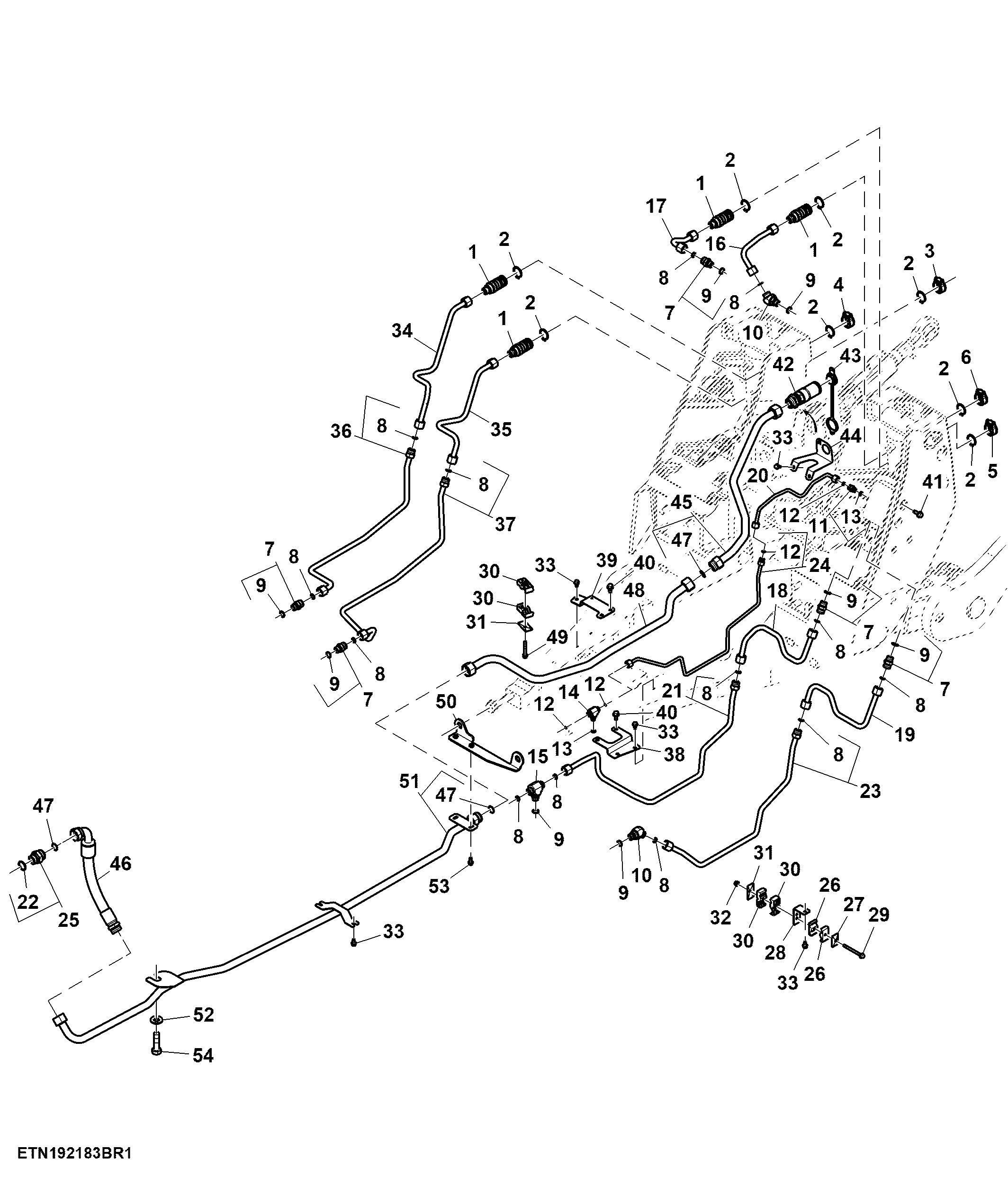 Oil Line, 2 SCV W/ Motor Return, W/ Front PTO