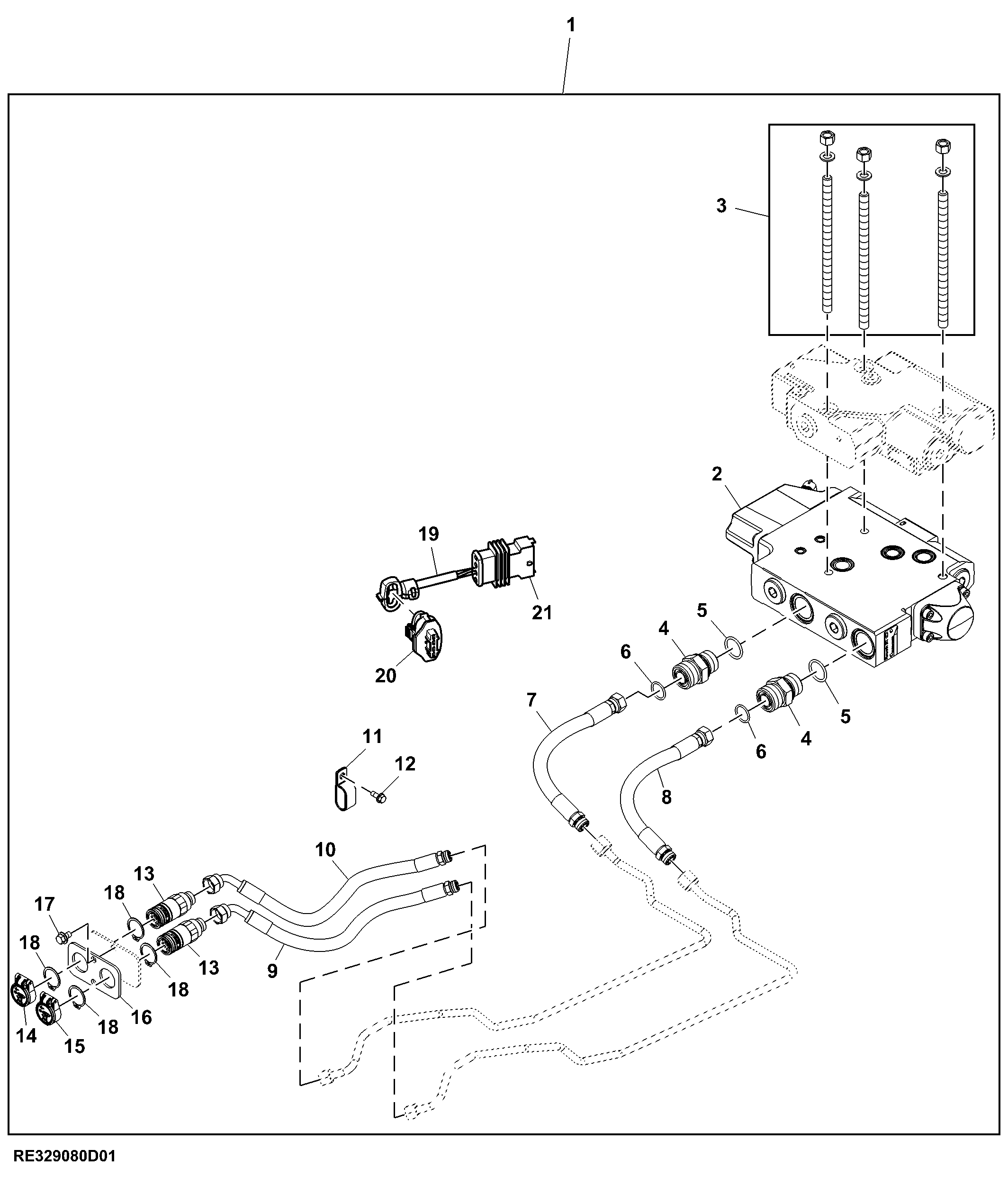 Selective Control Valve, 3rd Mid SCV, Front Hitch Ready, W/ TLS™, Attachment