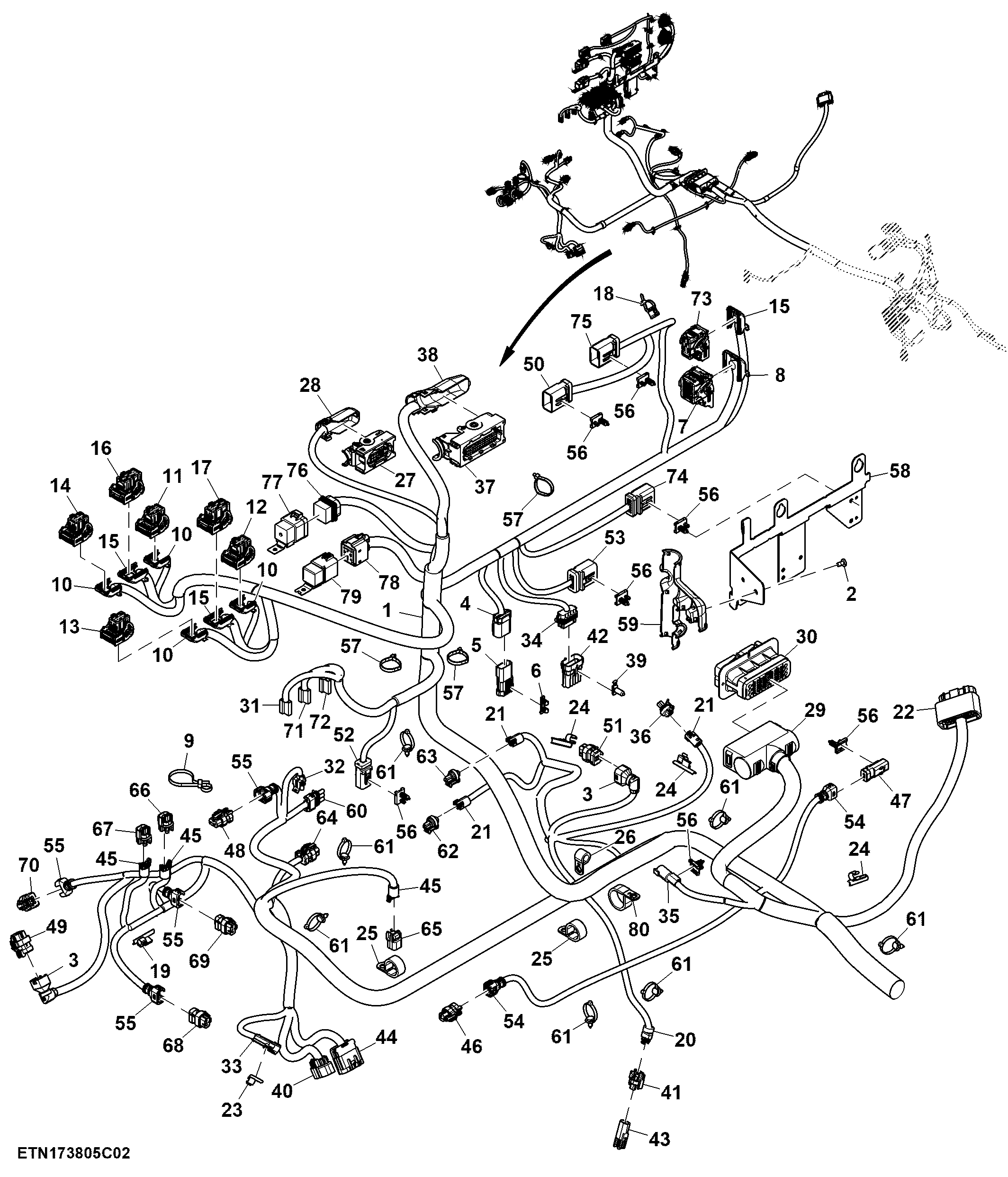 Wiring Harness, Chassis, FT4 / Stage 5 Engine (2/3) ( - 927000)