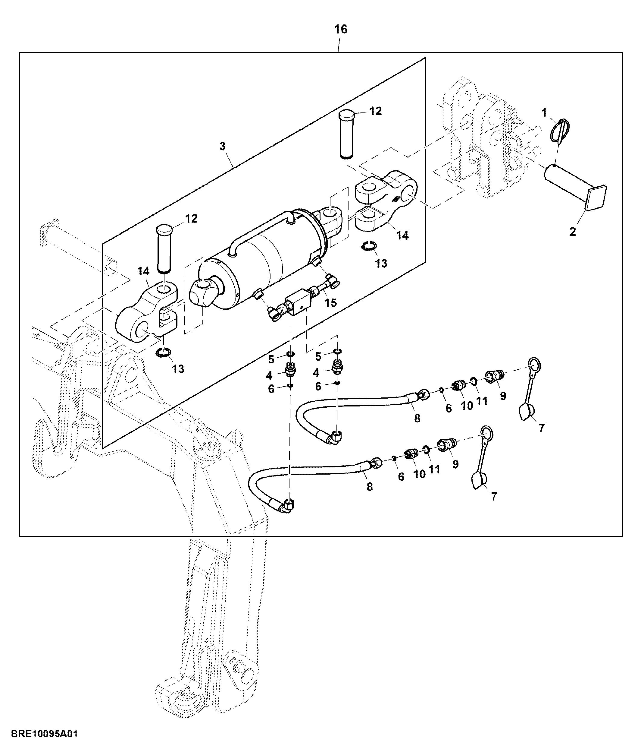 Attachment, Rear Hydraulic Center Link W/ Pivot End, 120 mm