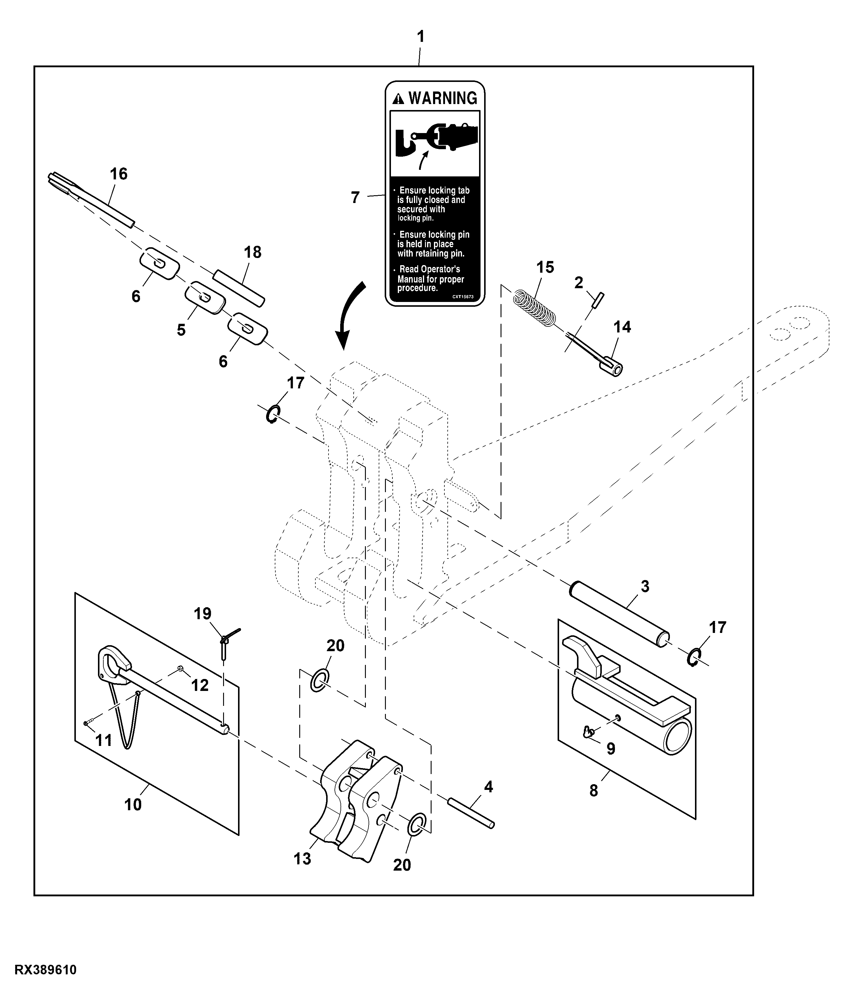 Quick Hitch Style Scraper Drawbar, Attachment
