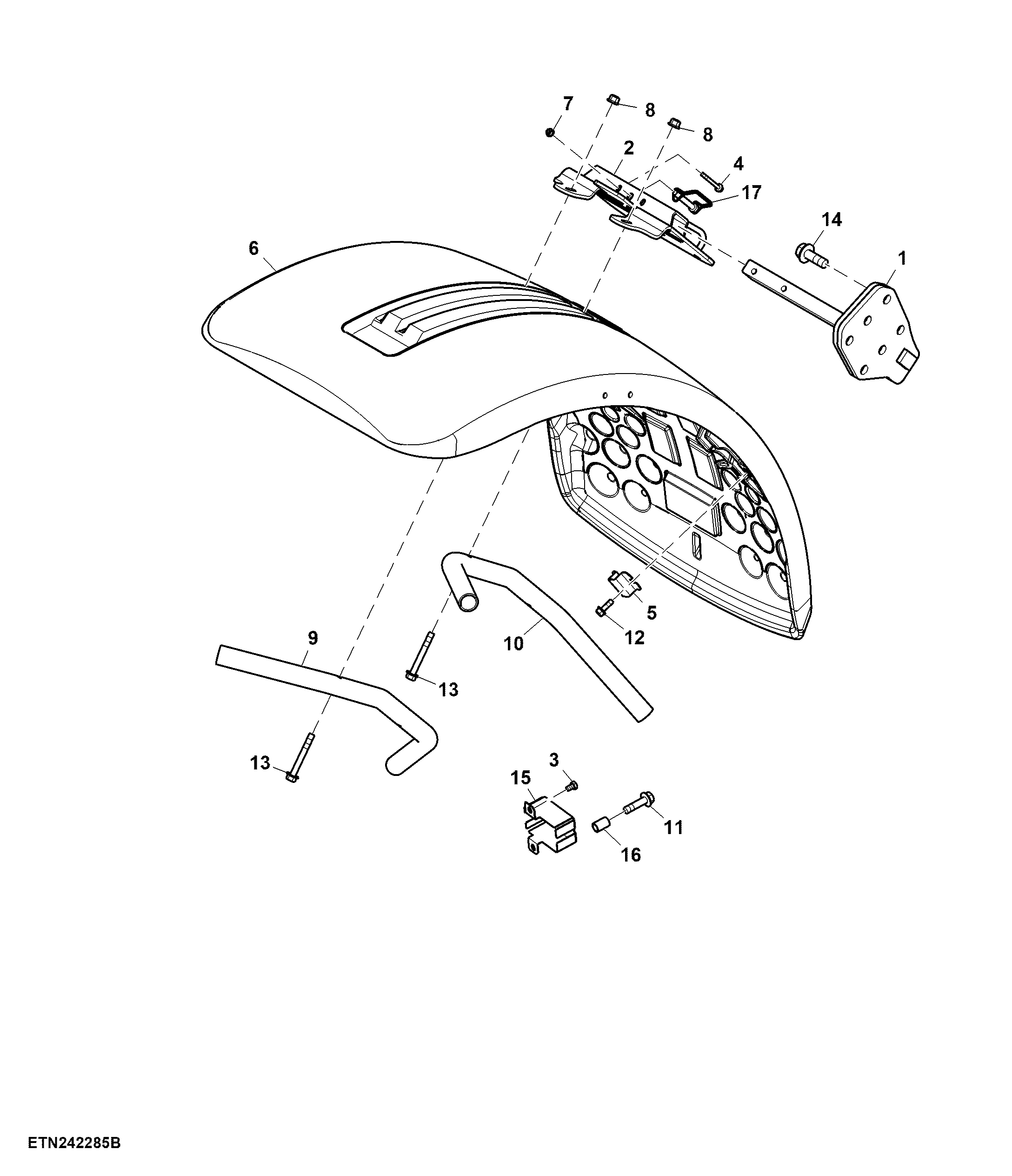 Front Fender, Fixed, 620 mm Wide, W/ Loader, RH Illustrated