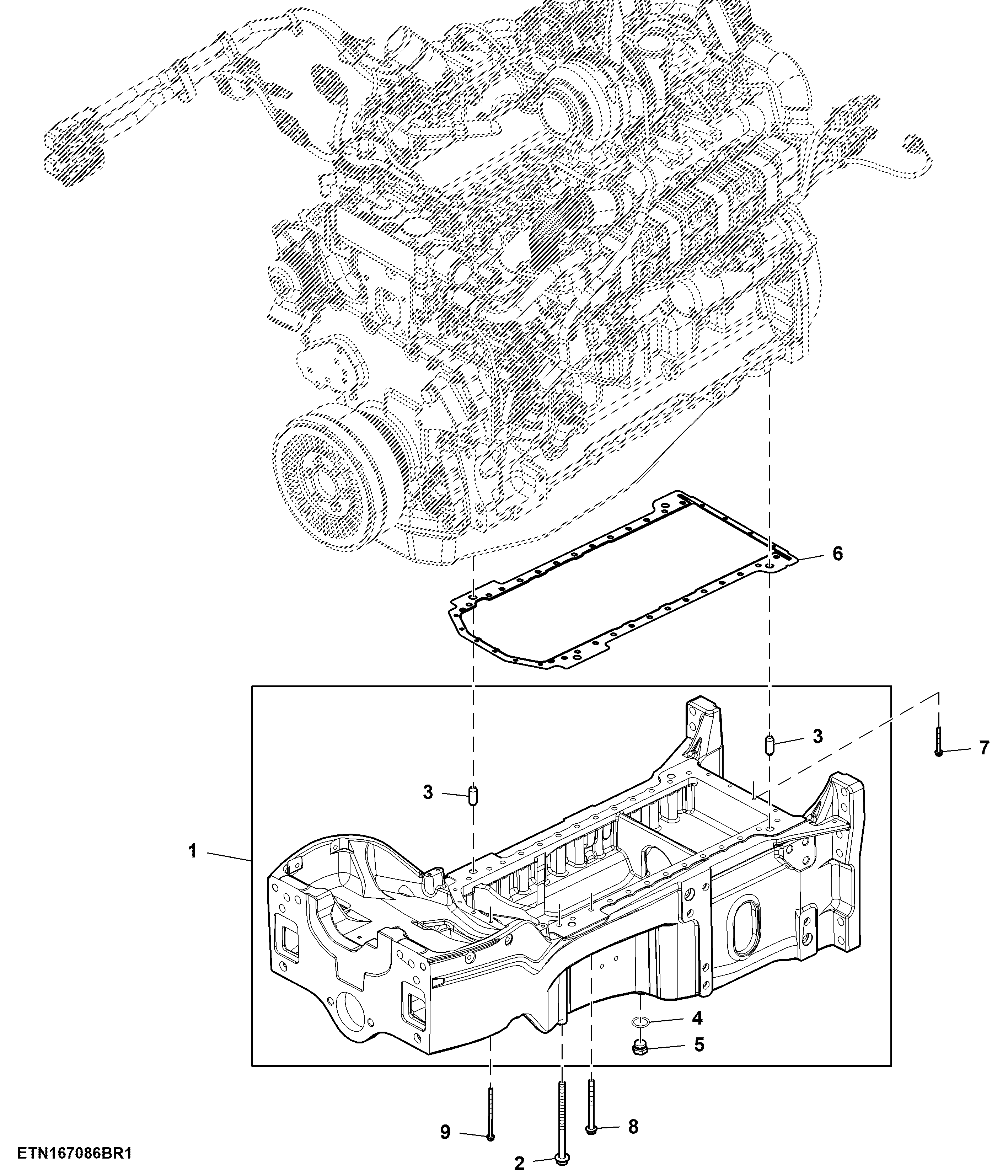 Engine Mounting Hardware and Oil Pan Frame, W/ MFWD, 6.8 L Engine