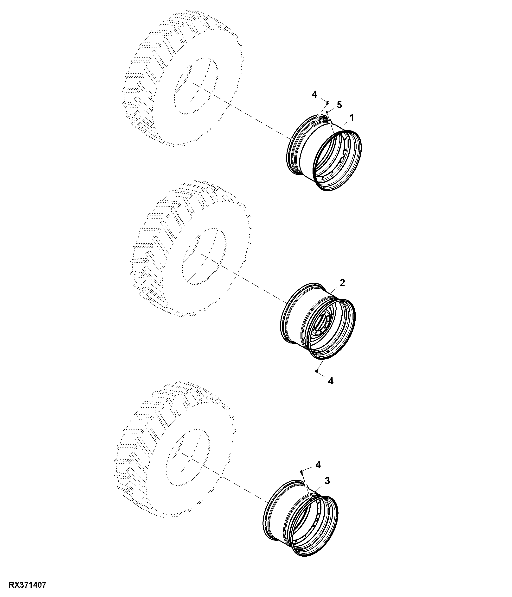 Rear Wheel, 2 Position, Group 48 Tires, RH Illustrated