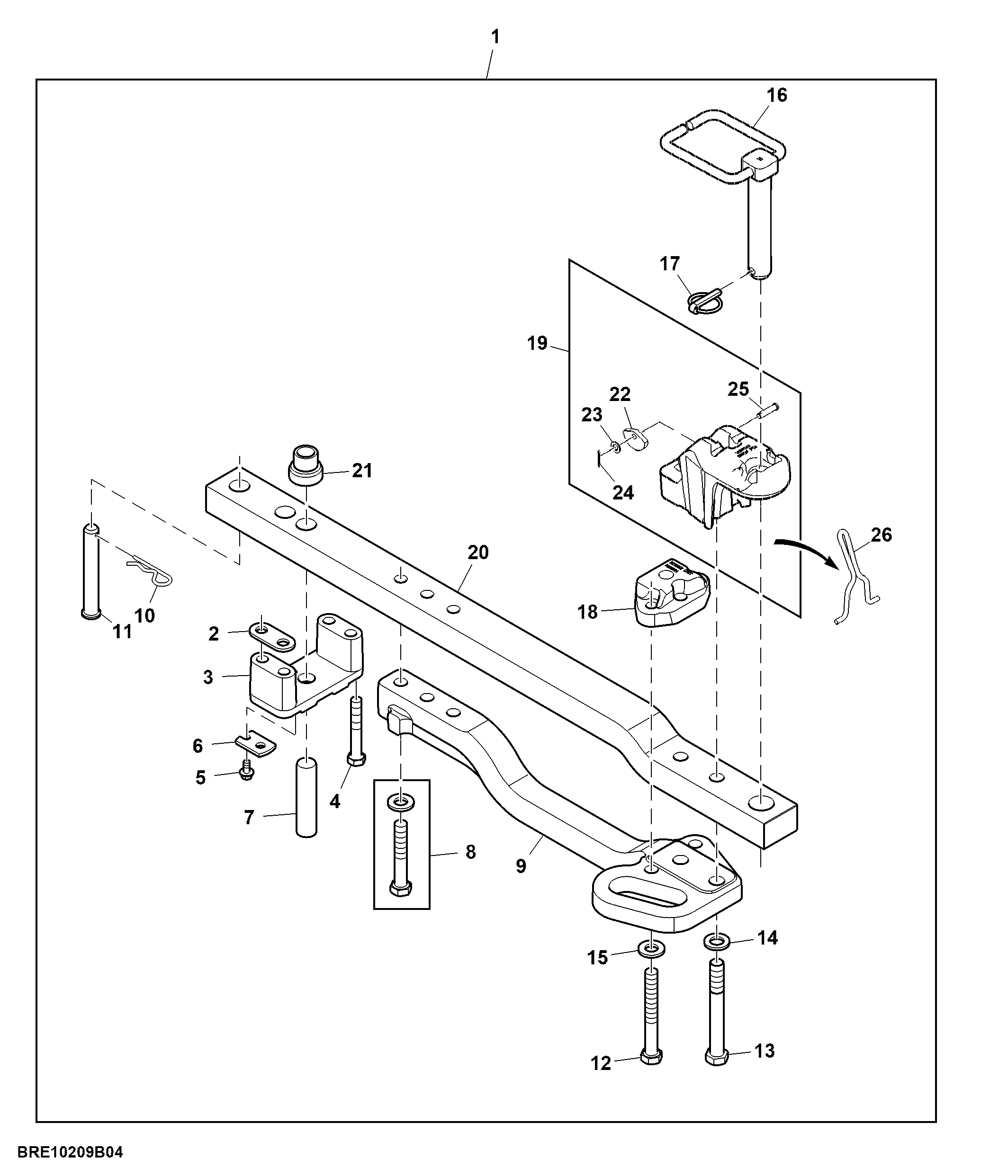 Heavy Duty Drawbar, Clevis, Category 3, Attachment