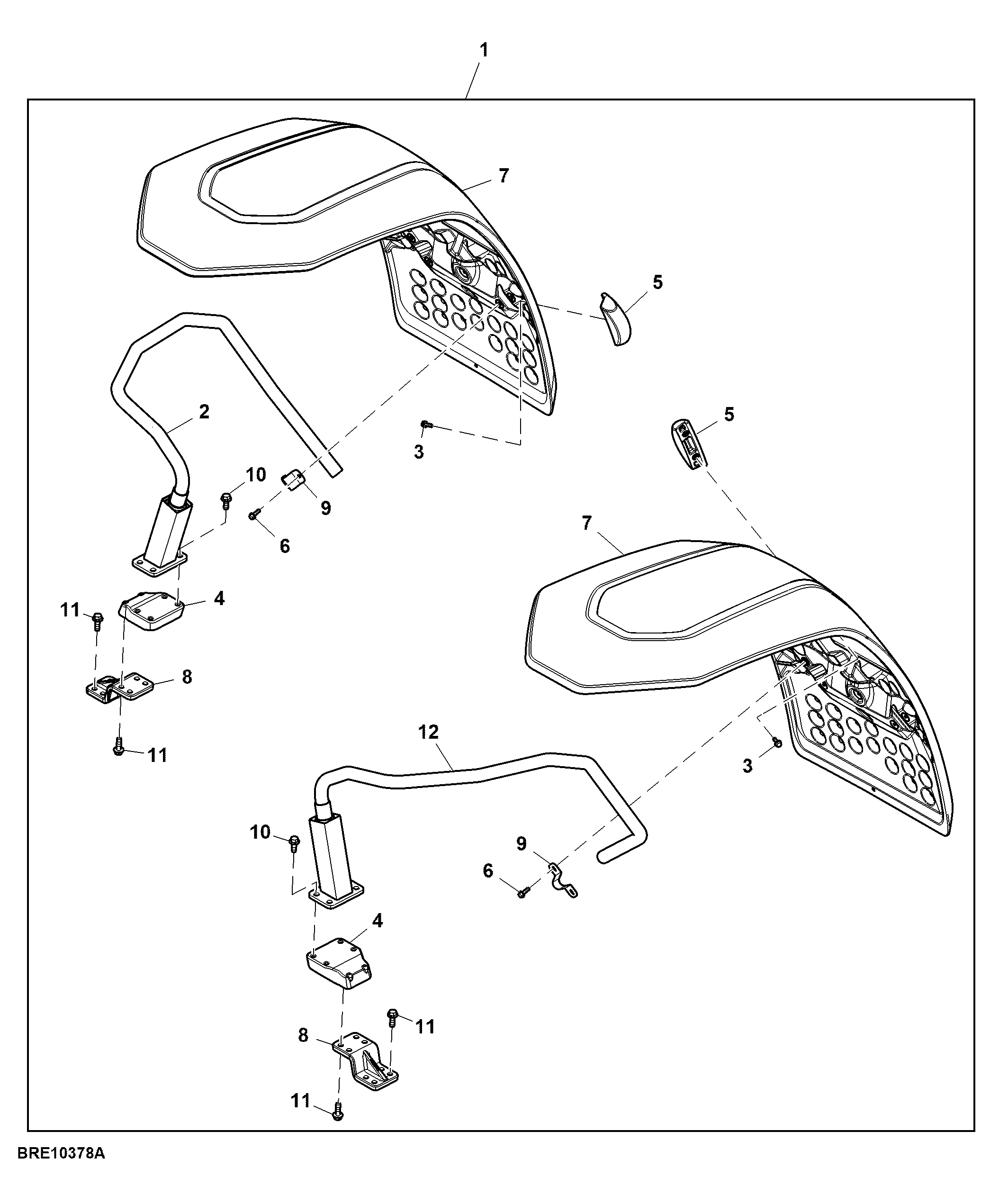 Fenders, Pivoting Front, 1500 MFWD (620 mm), Kit