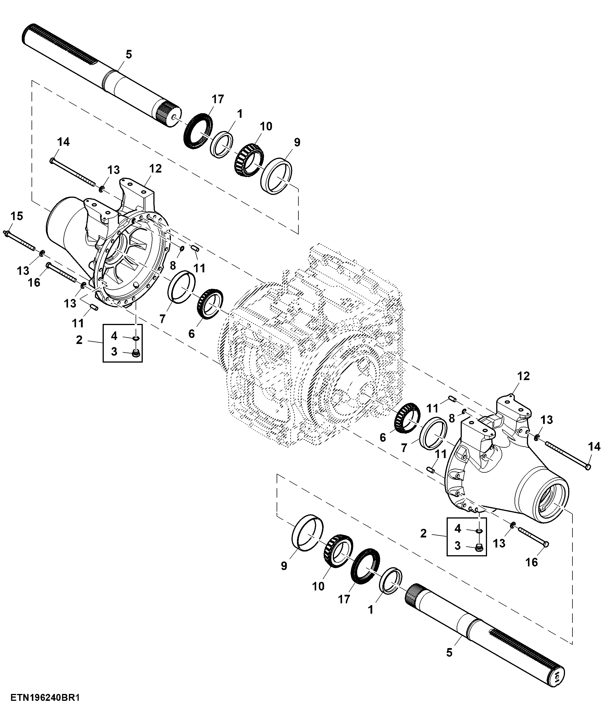 Rear Axle, 110 mm, 472 mm Differential, Long Length