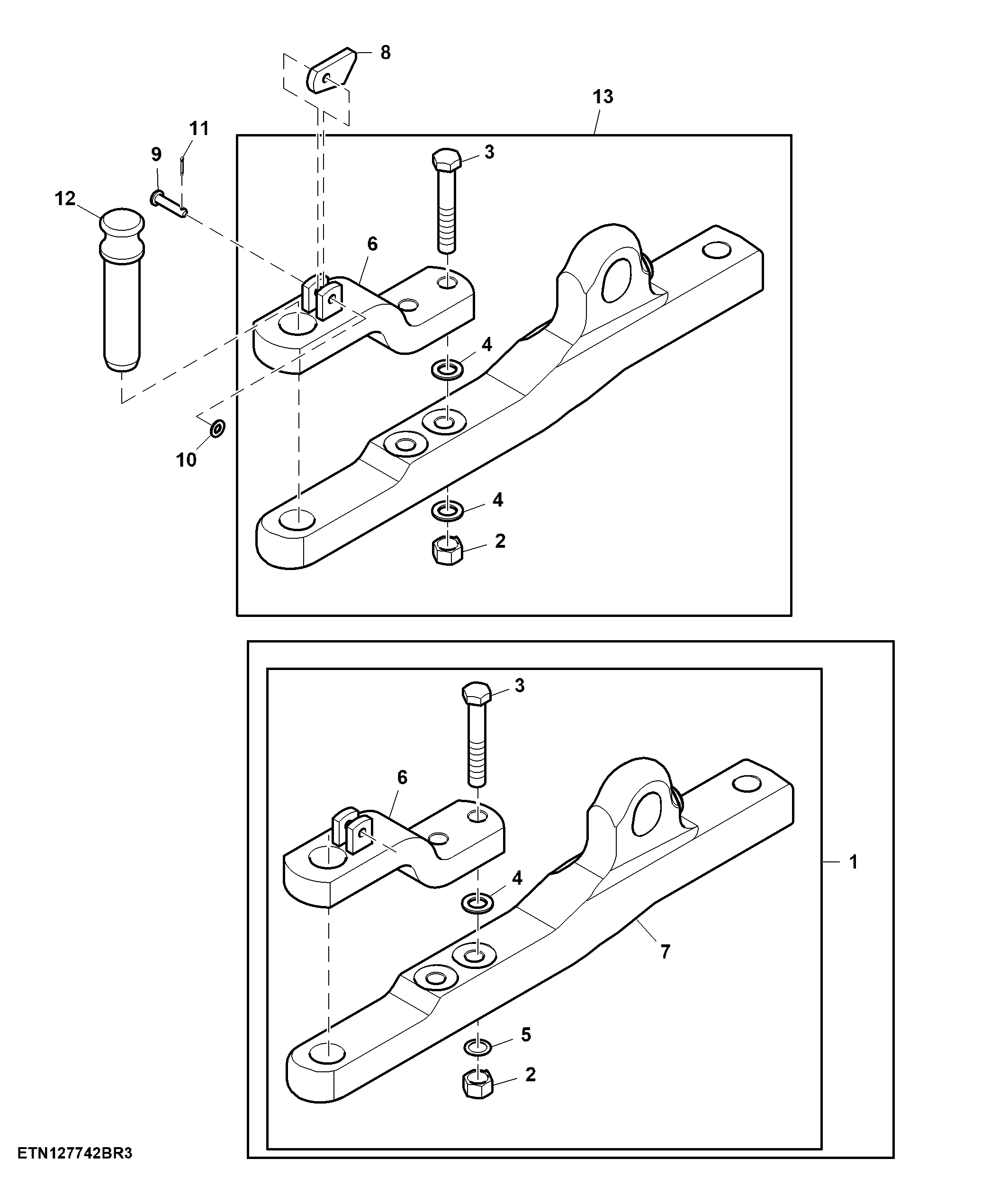 Drawbar, W/O Storage, Pickup Hitch, Category 2