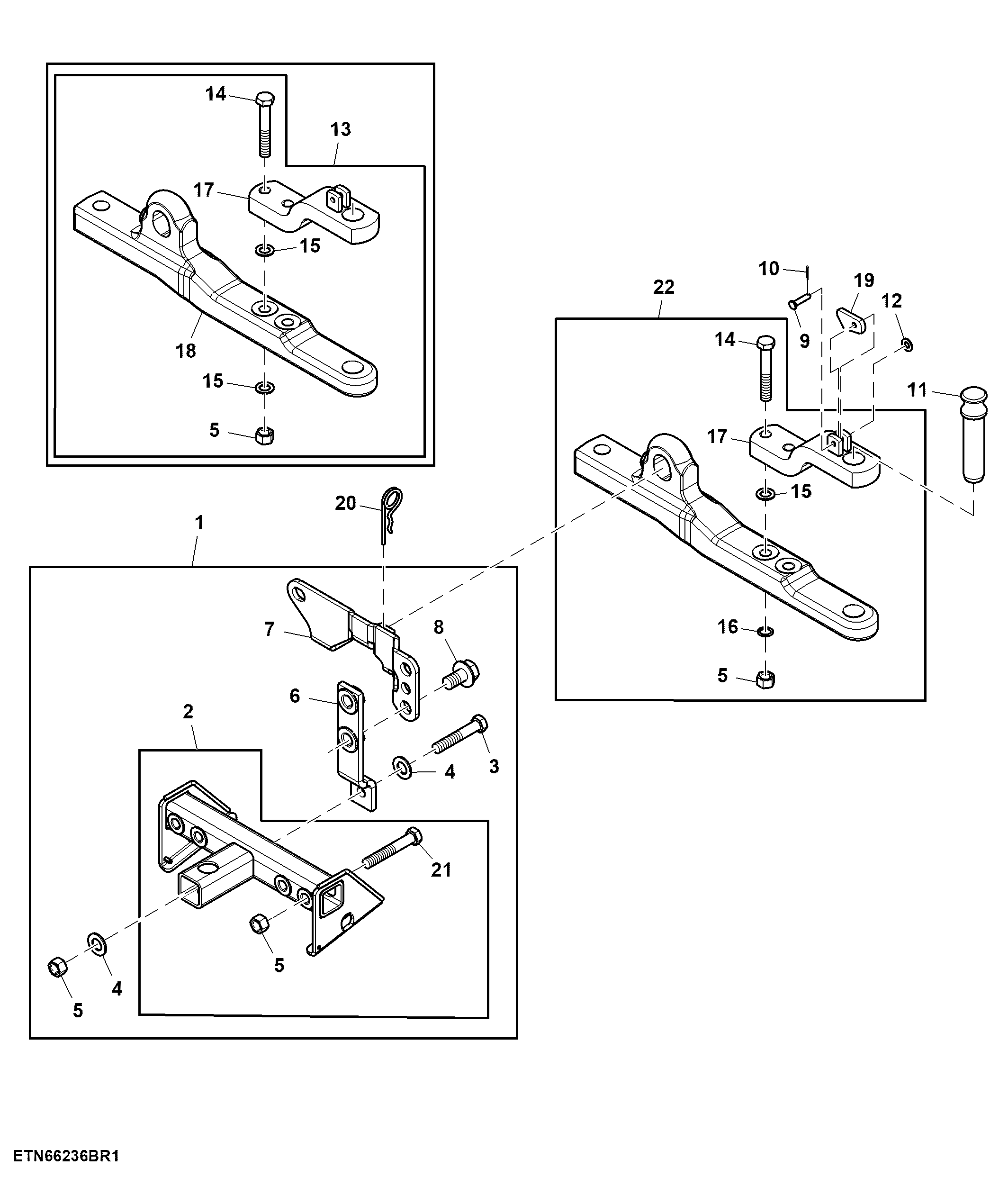 Drawbar Storage and Support, Pick-Up Hitch, W/ Front Loader